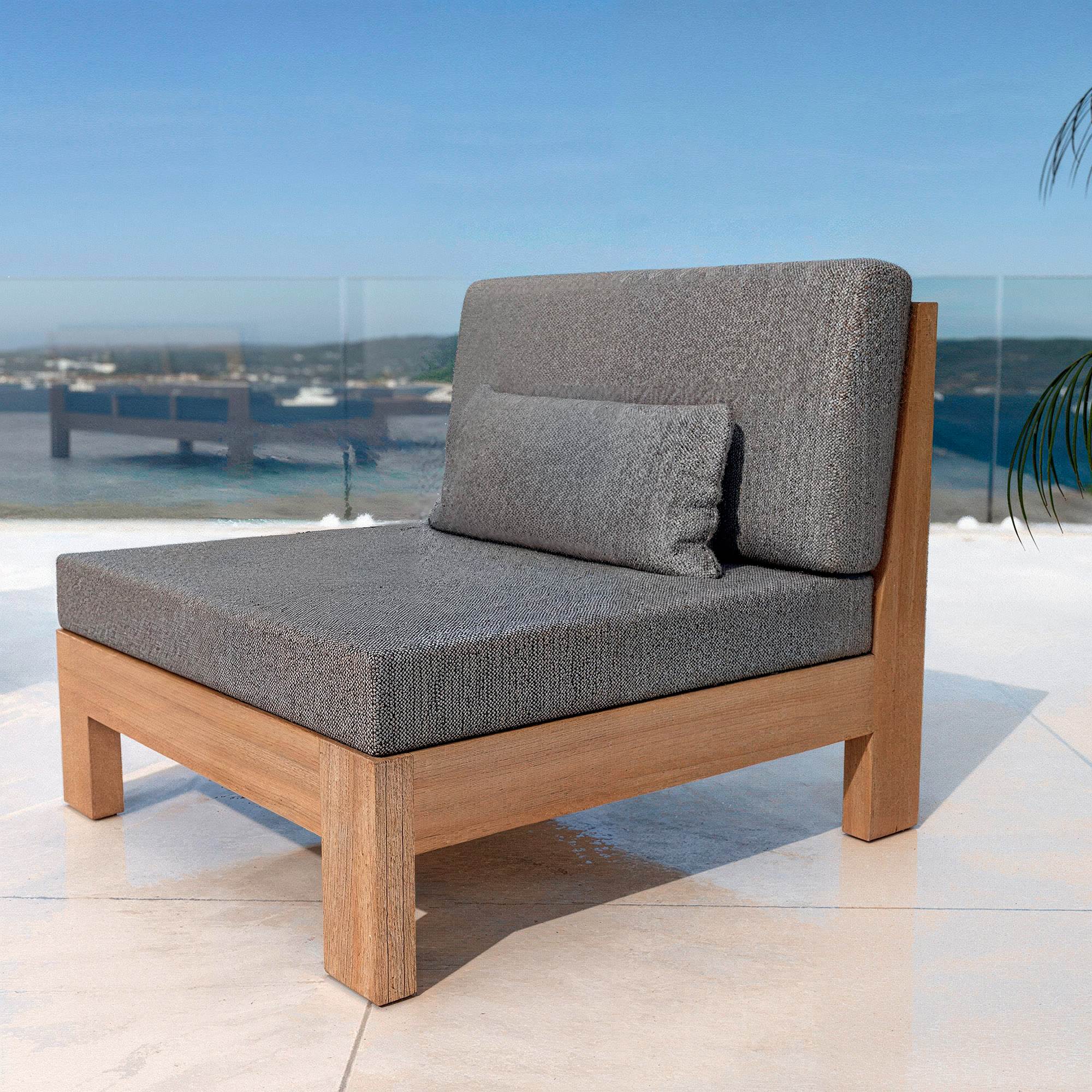 Salon de jardin d'angle en bois d'acacia 7 places 6 pcs Borneo Gris anthracite - Action-sport36