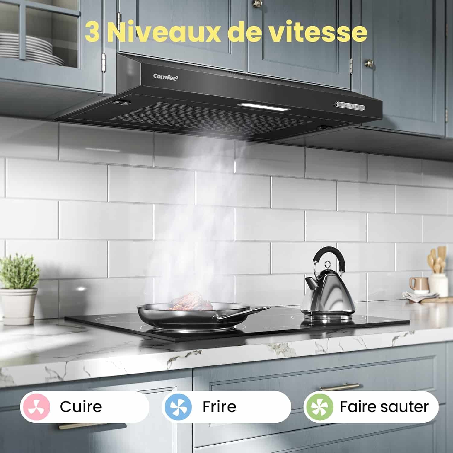 COMFEE’ SLIF17B-60 | Hotte Aspirante 60cm LED Casquette