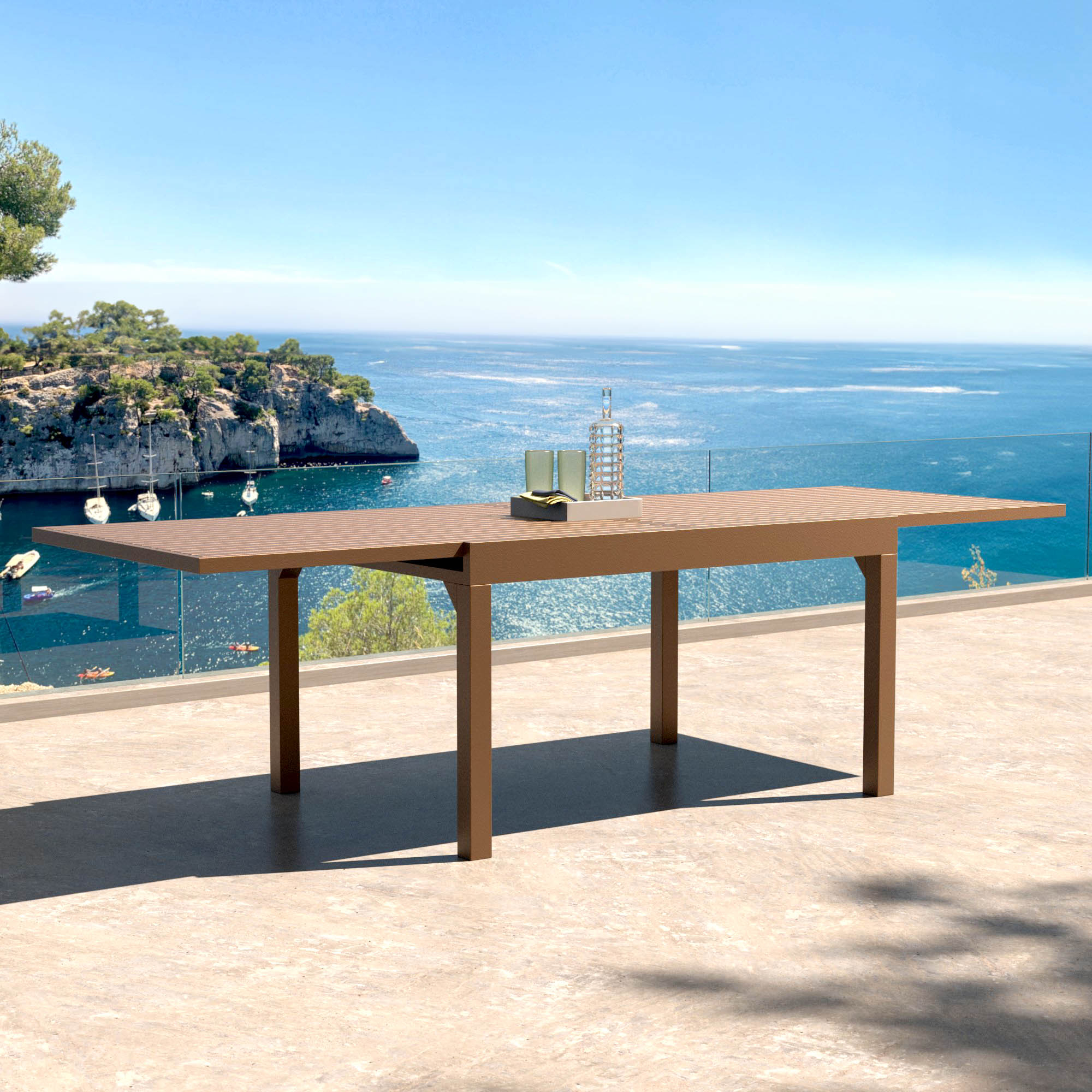 Table de jardin extensible aluminium 10 places (135/270 x 90 cm) Murano Bronze - Action-sport36