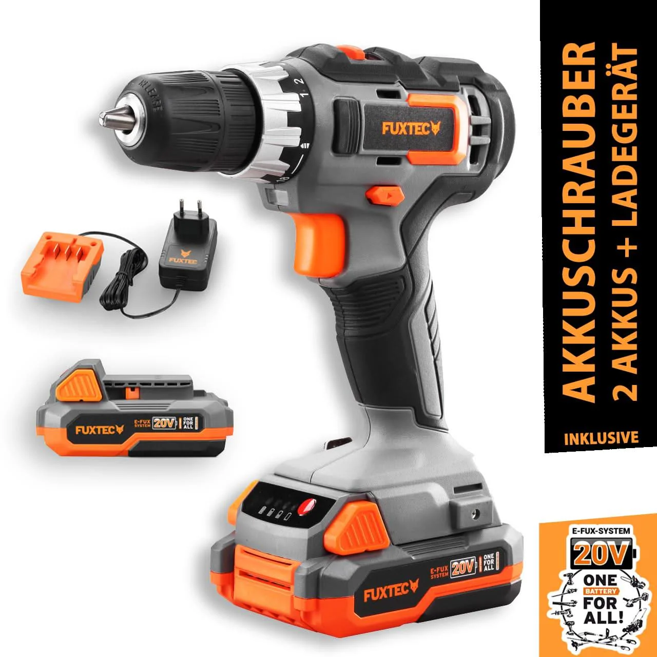 Visseuse sans fil 20V FUXTEC FX-E1BS20 - Set avec 2 batteries 2Ah et chargeur 1A