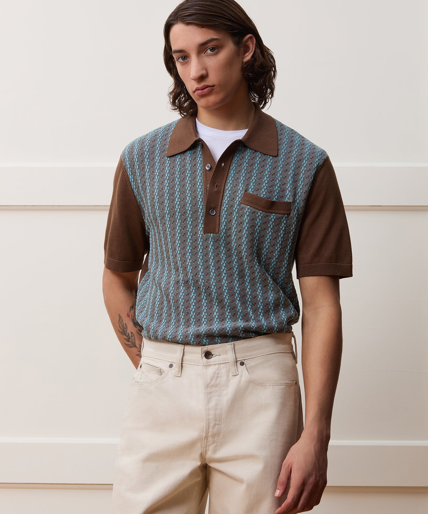 Cotton-Silk Sweater Polo