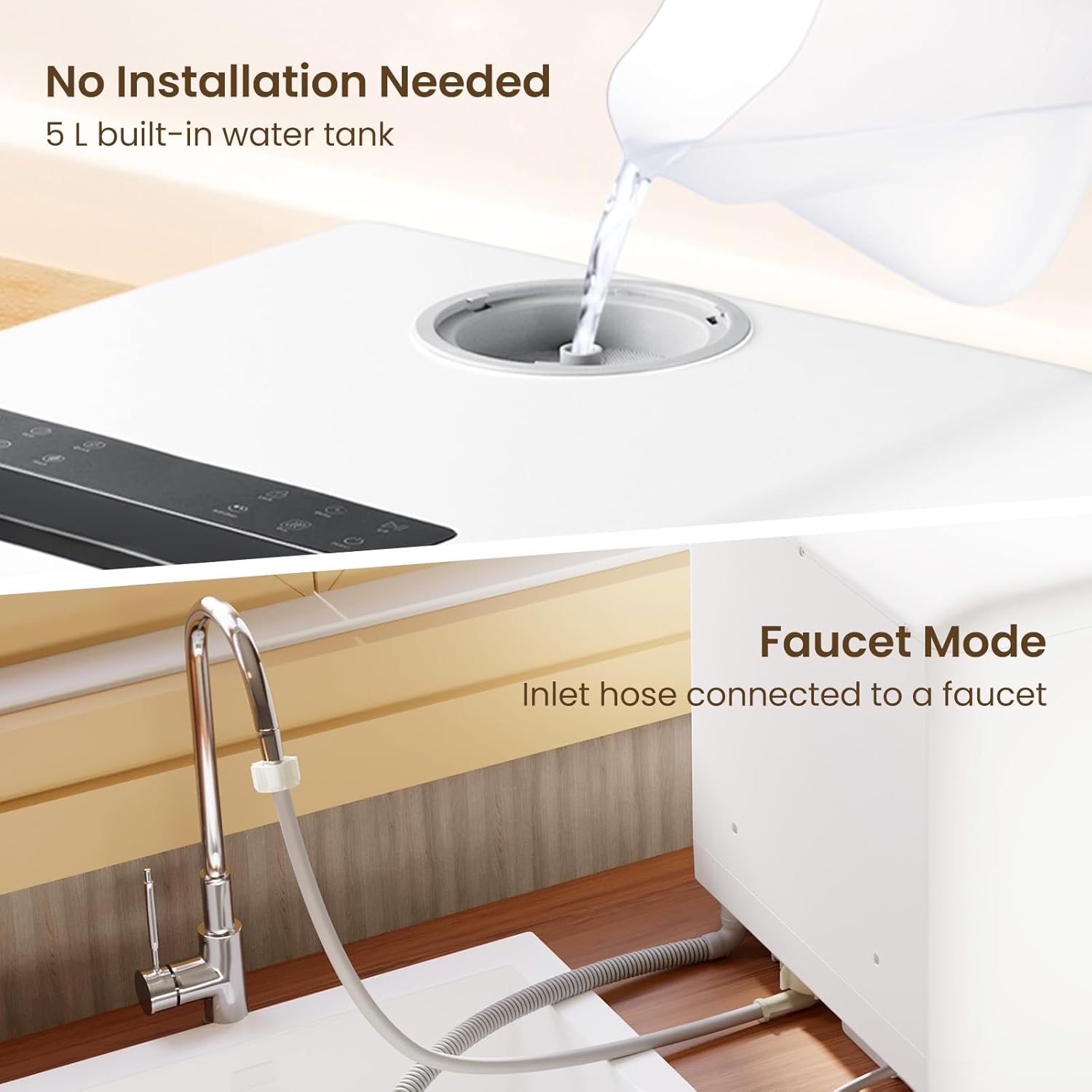 HAVA mini lave vaisselle,nouveau modèle amélioré 2024,8 programmes de lavage,lave-vaisselle portable avec sécurité enfant et fonction de démarrage différé,réservoir d'eau de 5 L