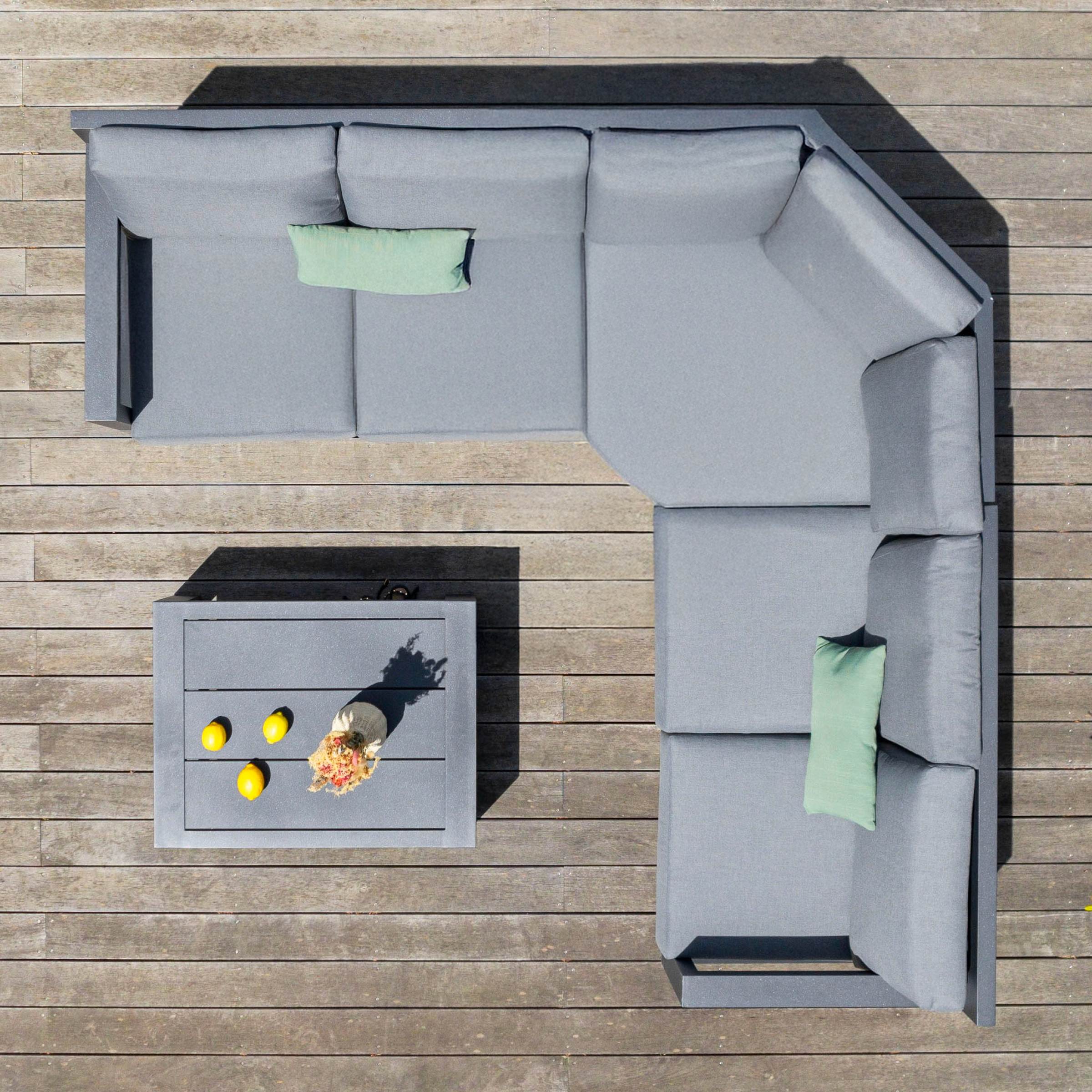 Salon de jardin d'angle aluminium 5 places Elba Gris anthracite - Action-sport36