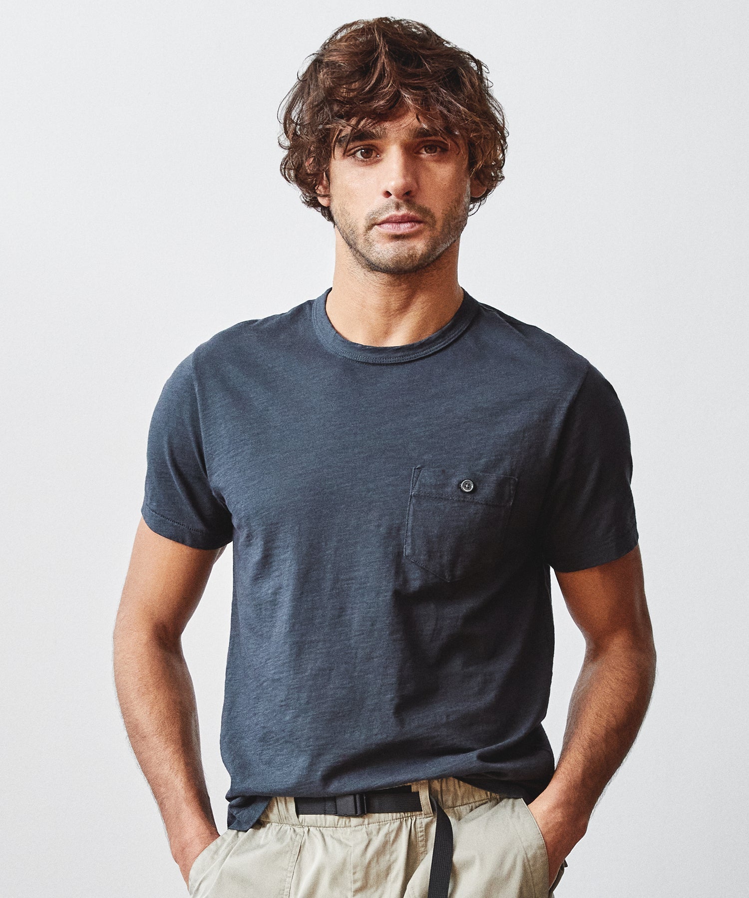 Made in L.A. Homespun Slub Pocket Tee in Railings