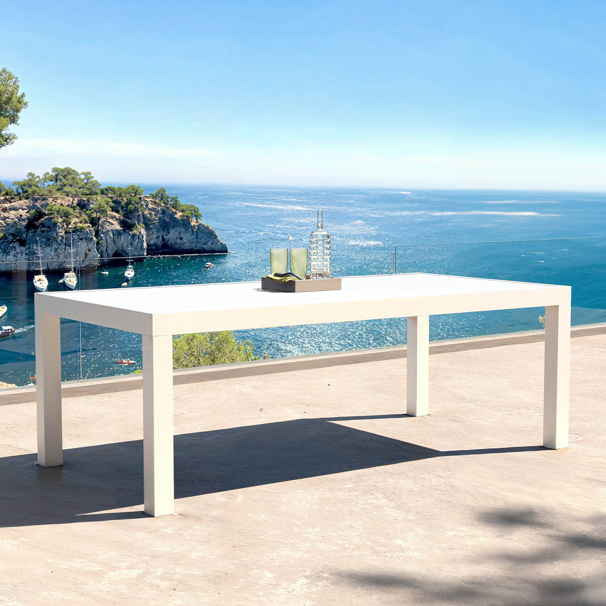 Table de jardin rectangulaire aluminium 8 places (210 x 100 cm) Murano Blanc - Action-sport36