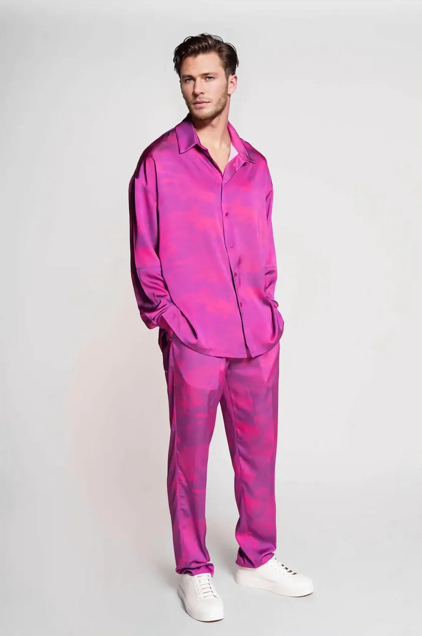 French-Made 100% Silk Savanna Print Pants