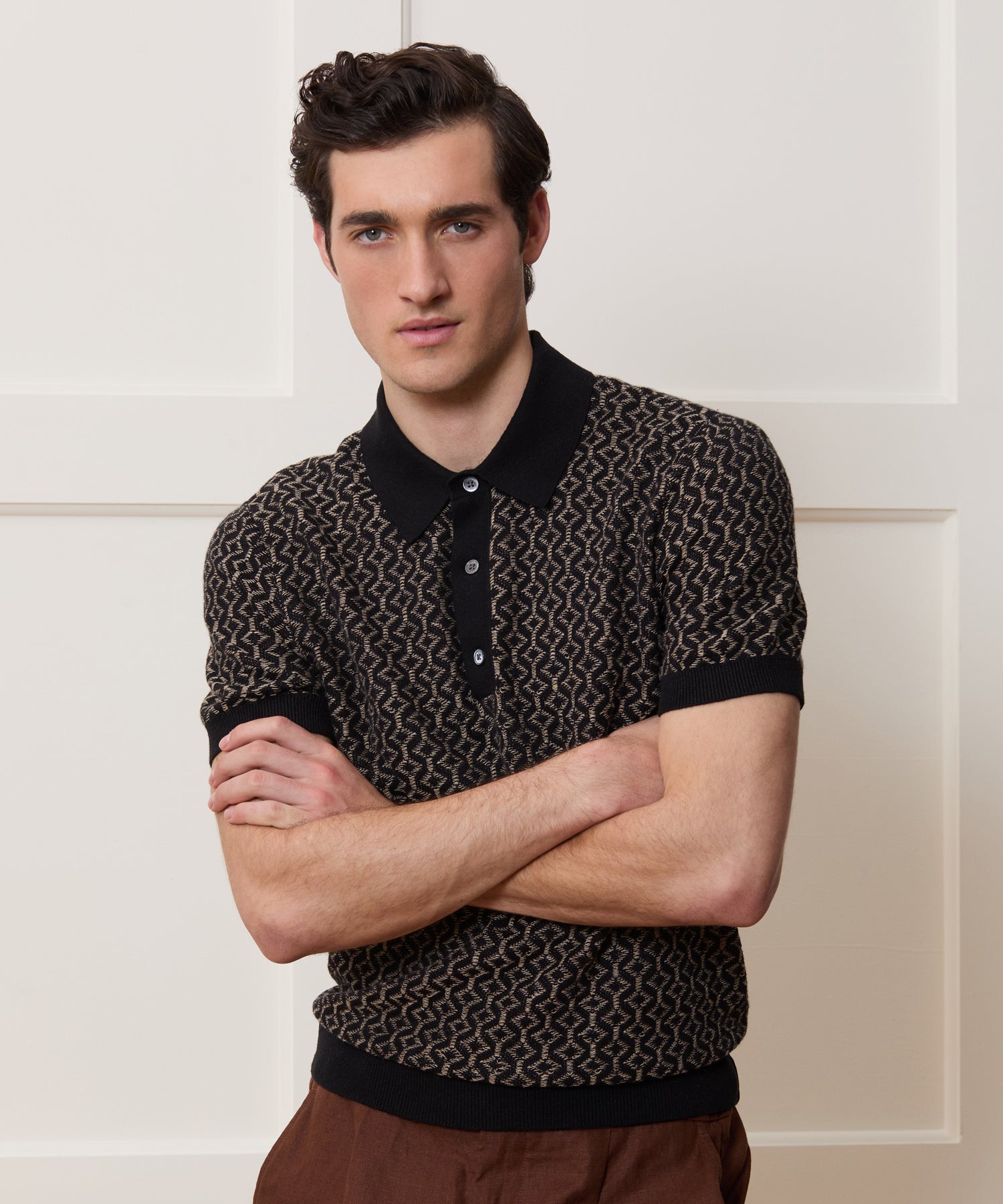 Linen-Cotton Sweater Polo