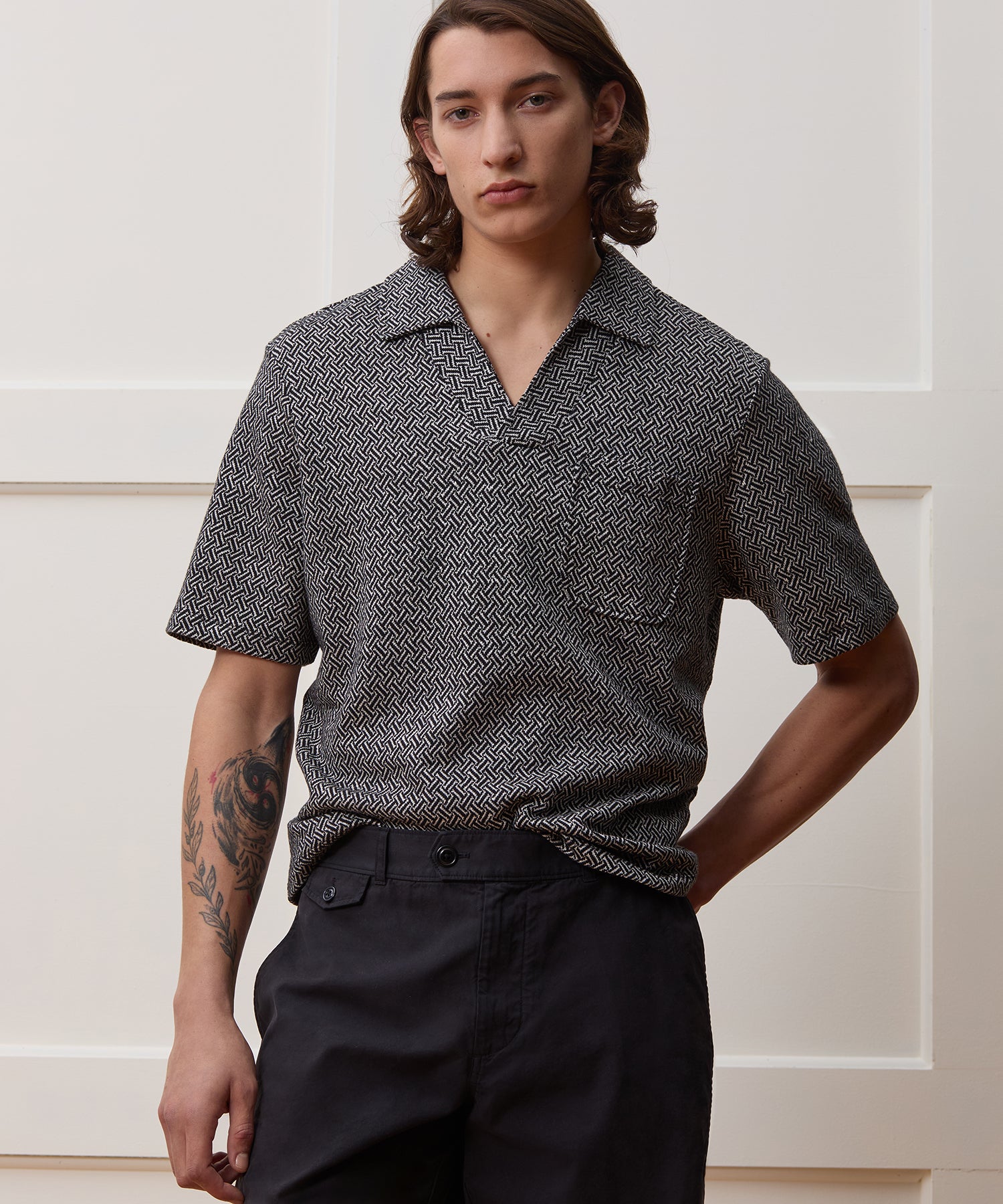 Relaxed Linen-Cotton Pocket Polo