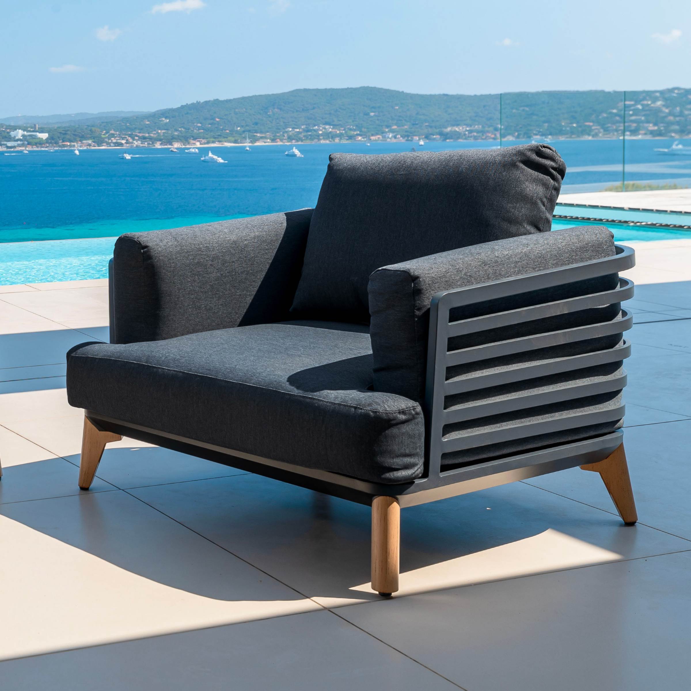 Salon de jardin aluminium 2 places 3 pcs Monte Carlo Gris anthracite - Action-sport36