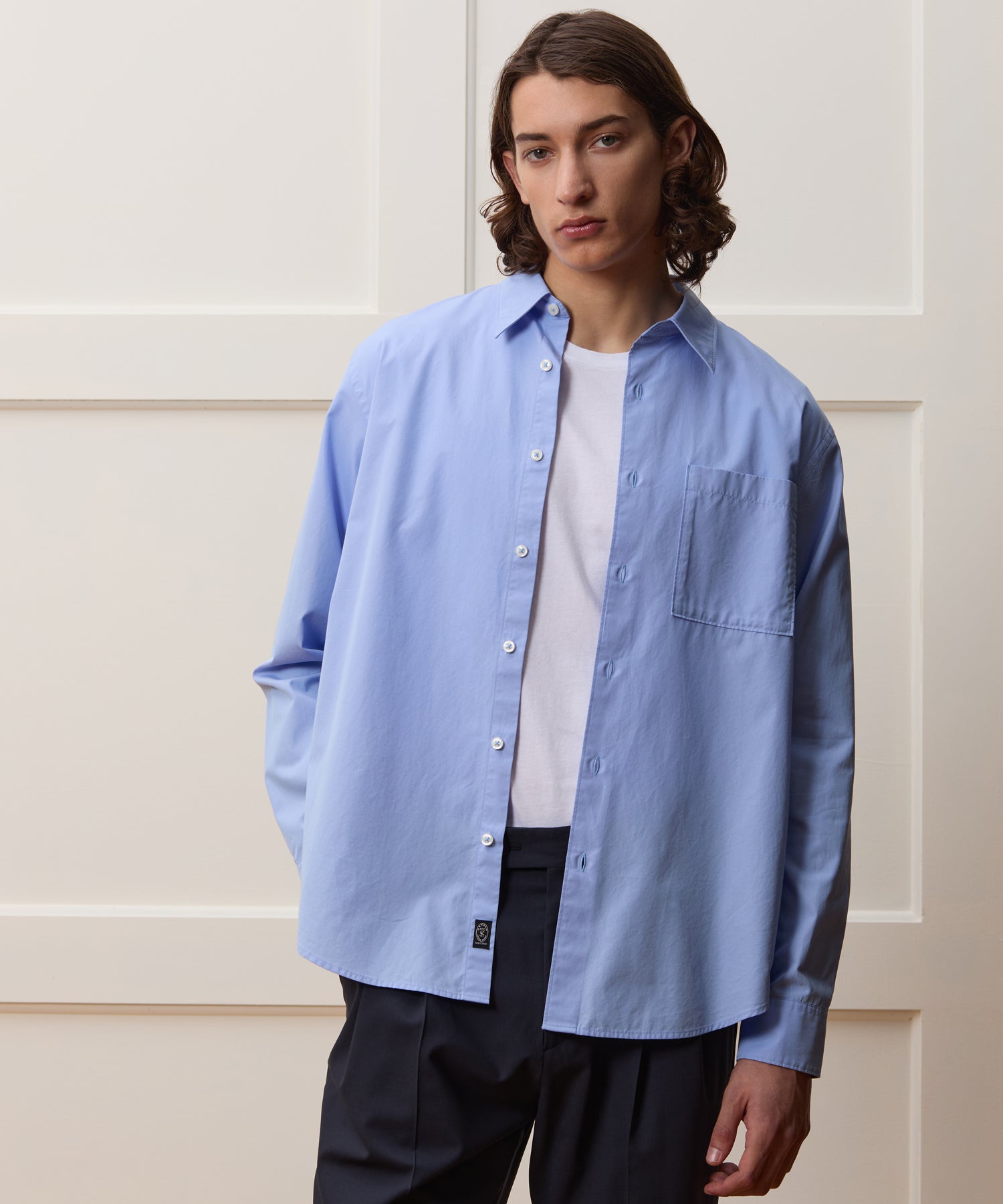 Relaxed Fit Cotton Poplin Point Collar Shirt