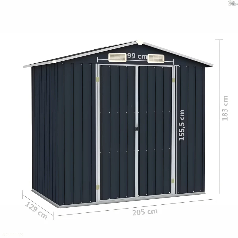 Abris de Jardin Gris M��tal 205 x 183 x 129 cm