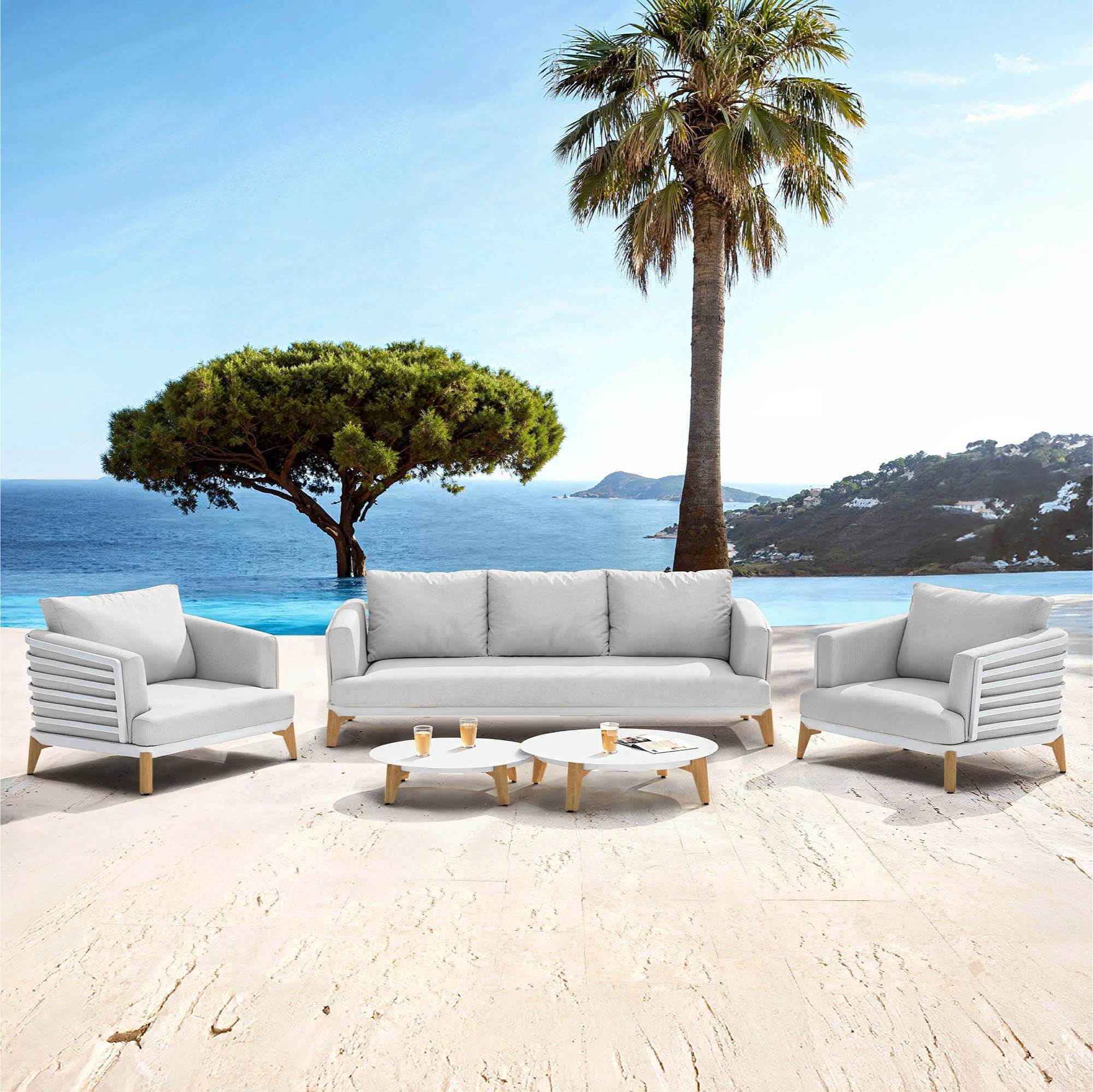 Salon de jardin aluminium 5 places 5 pcs Monte Carlo Blanc et gris clair - Action-sport36
