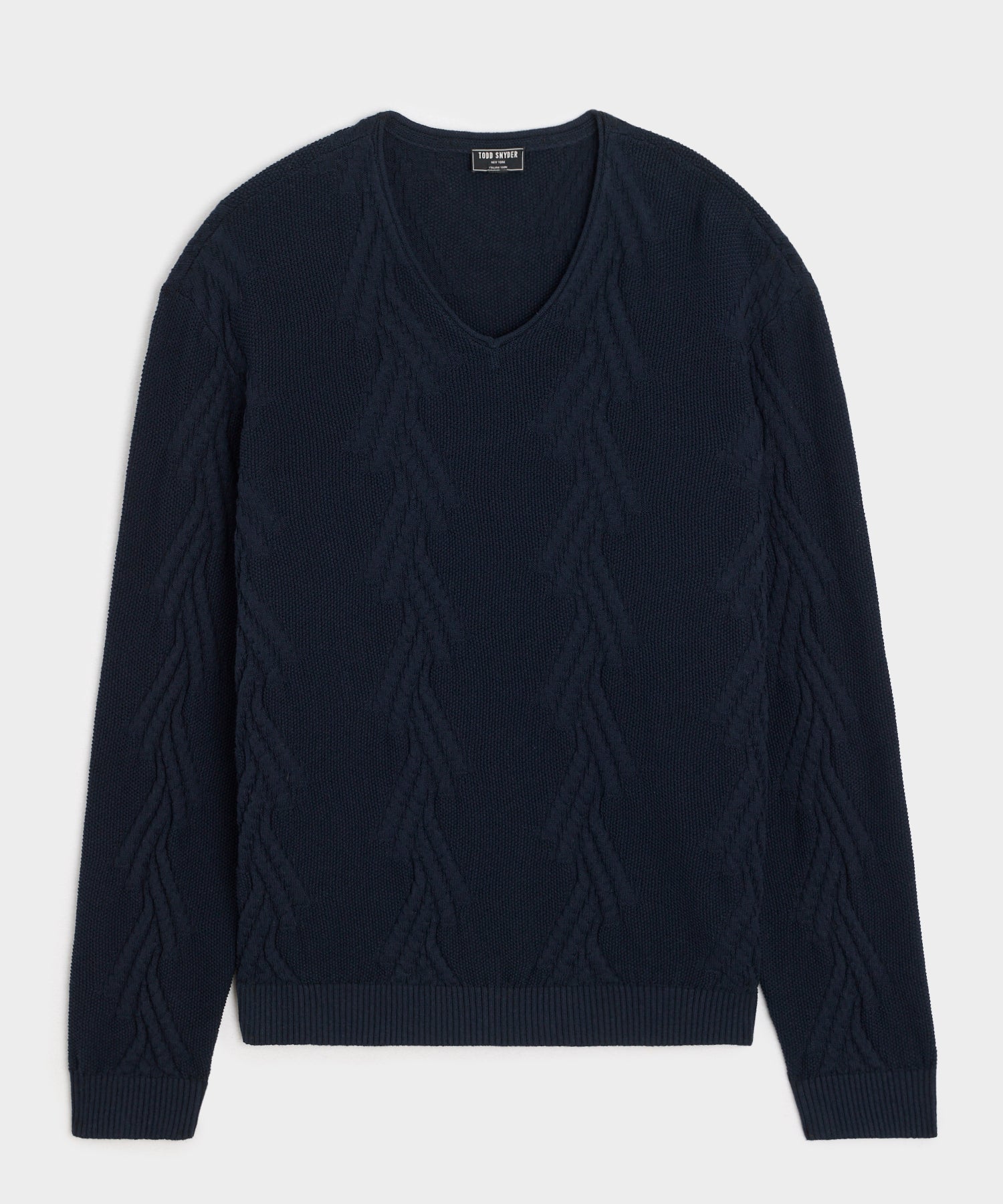 Cotton V-Neck Fisherman Sweater