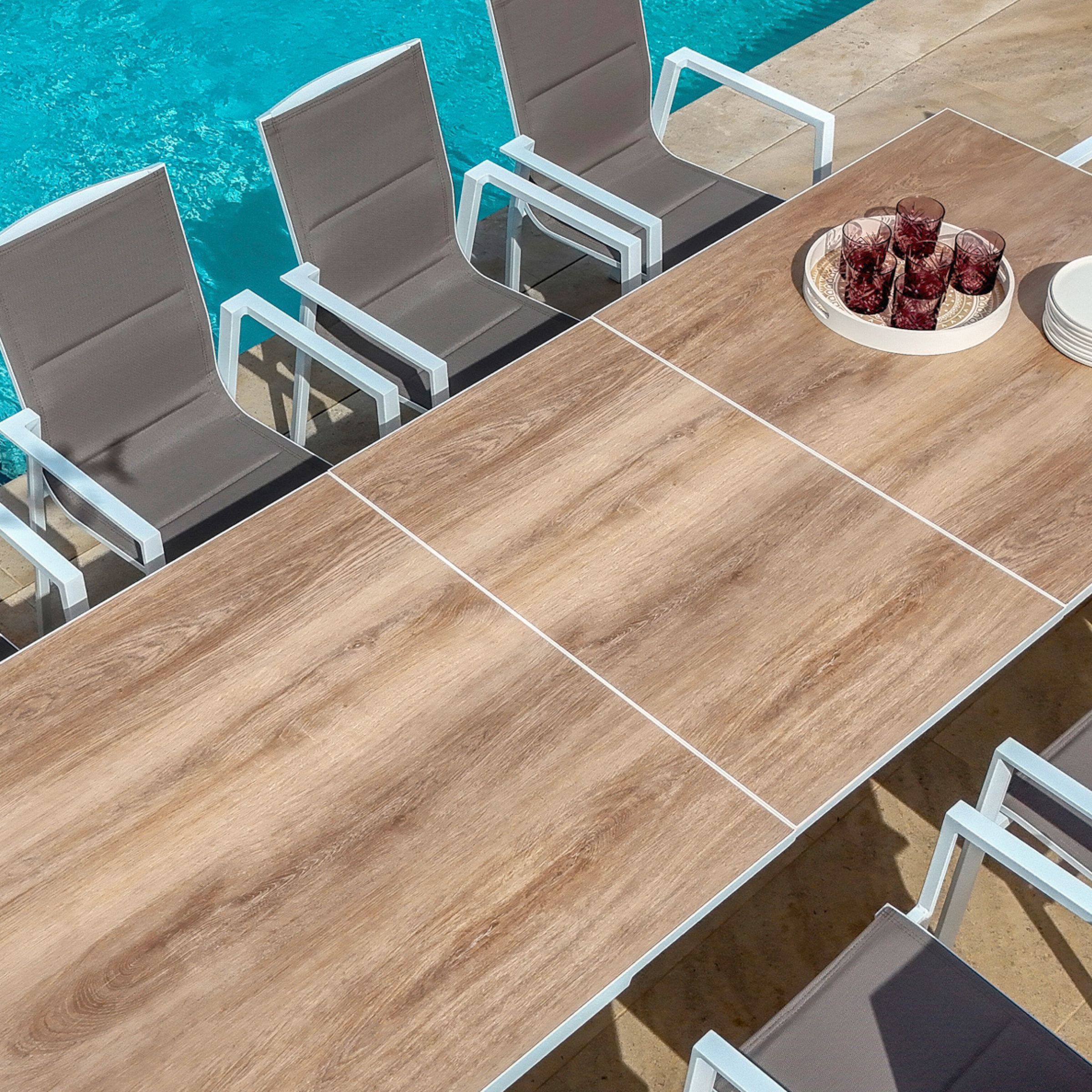 Table de jardin extensible en aluminium 10 places (260 x 96 cm) Amalfi Blanc - Action-sport36