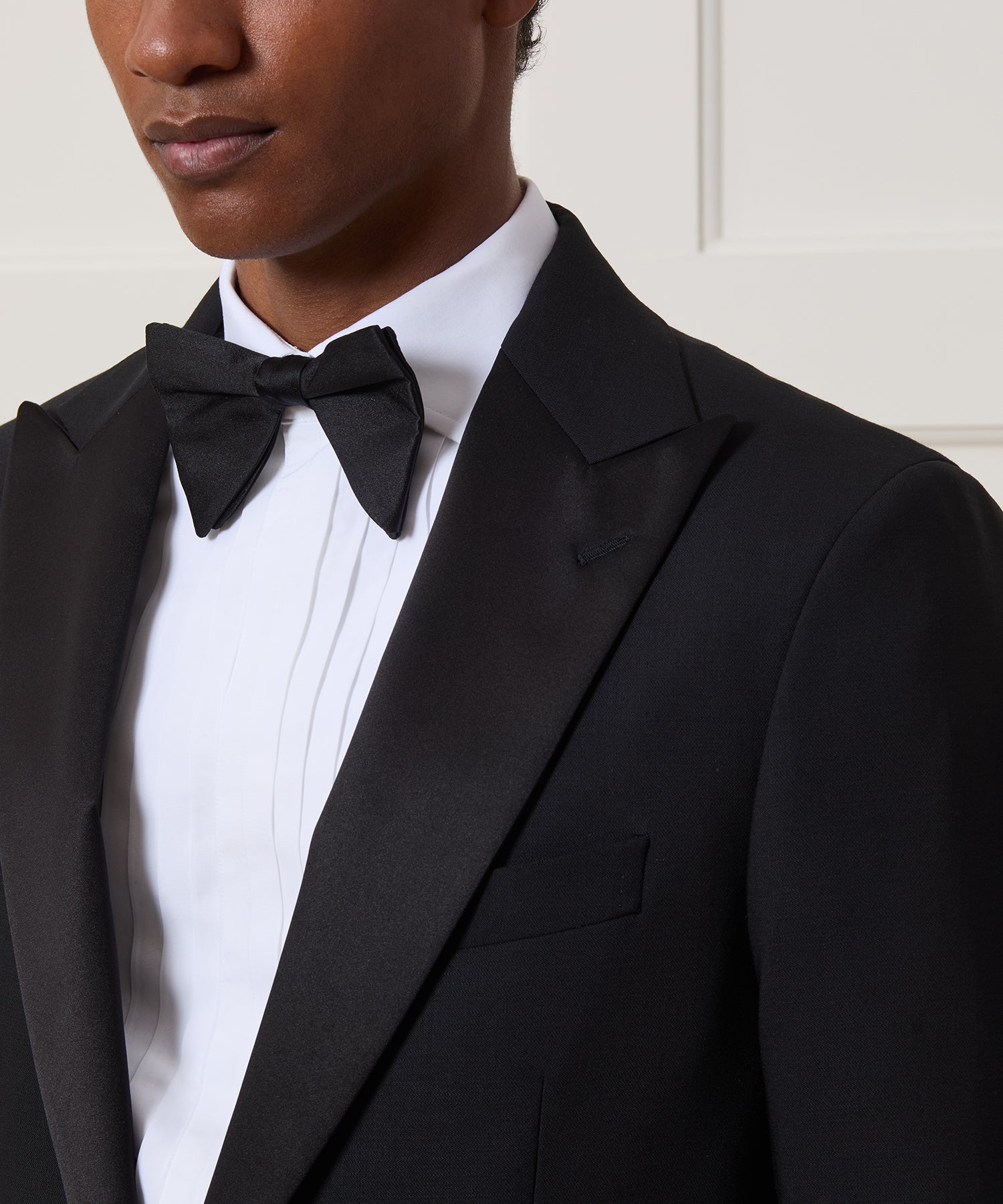 Italian Cotton Wide Pleat Spread Collar Tuxedo Shirt