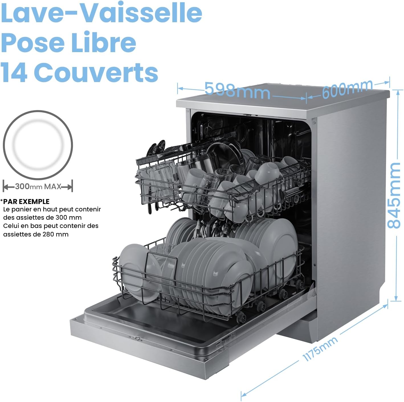 COMFEE’ FD1435E-X | Lave-vaisselle 14 Couverts Ultra-Silencieux