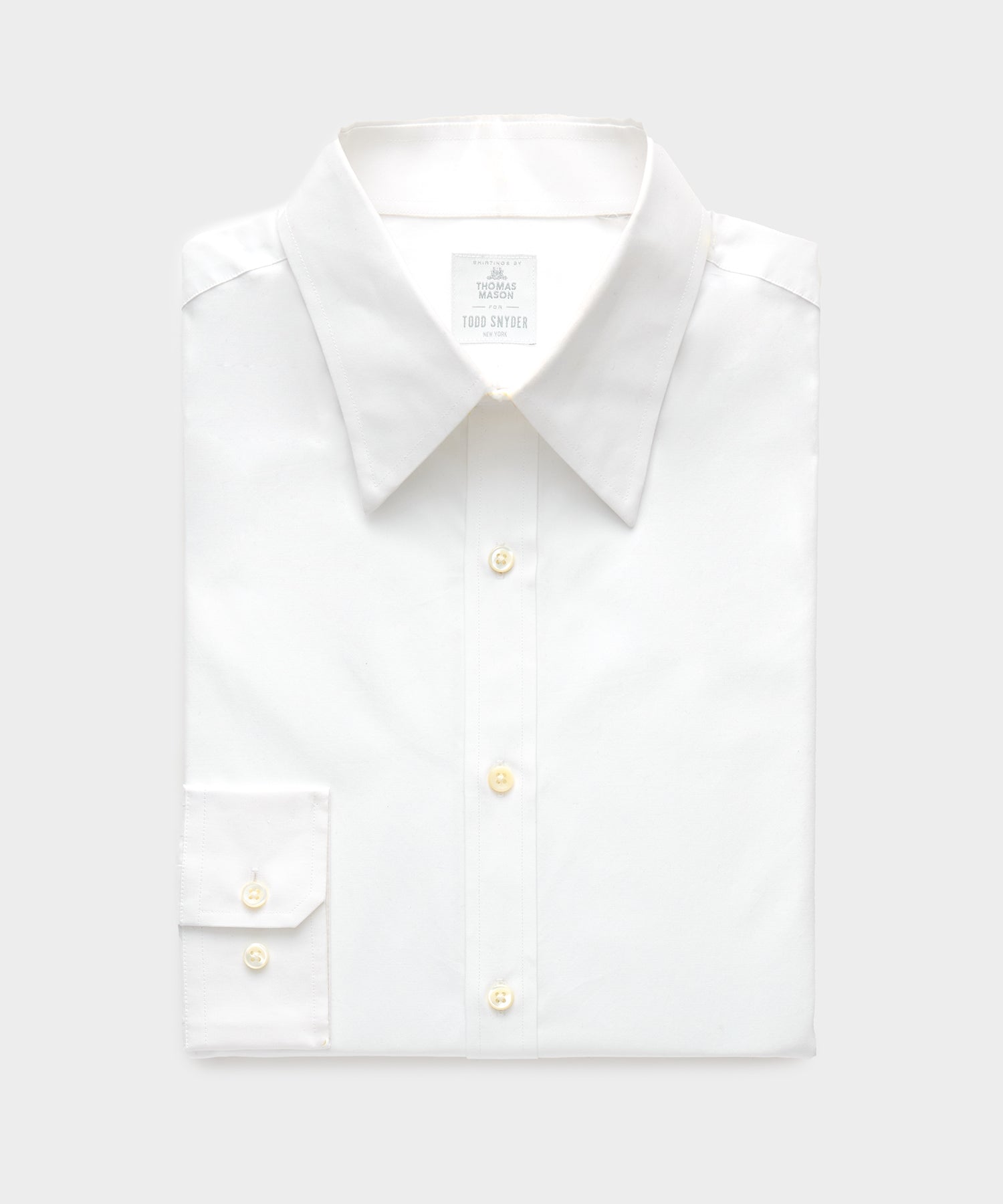 Cotton Poplin Long Point Collar Dress Shirt