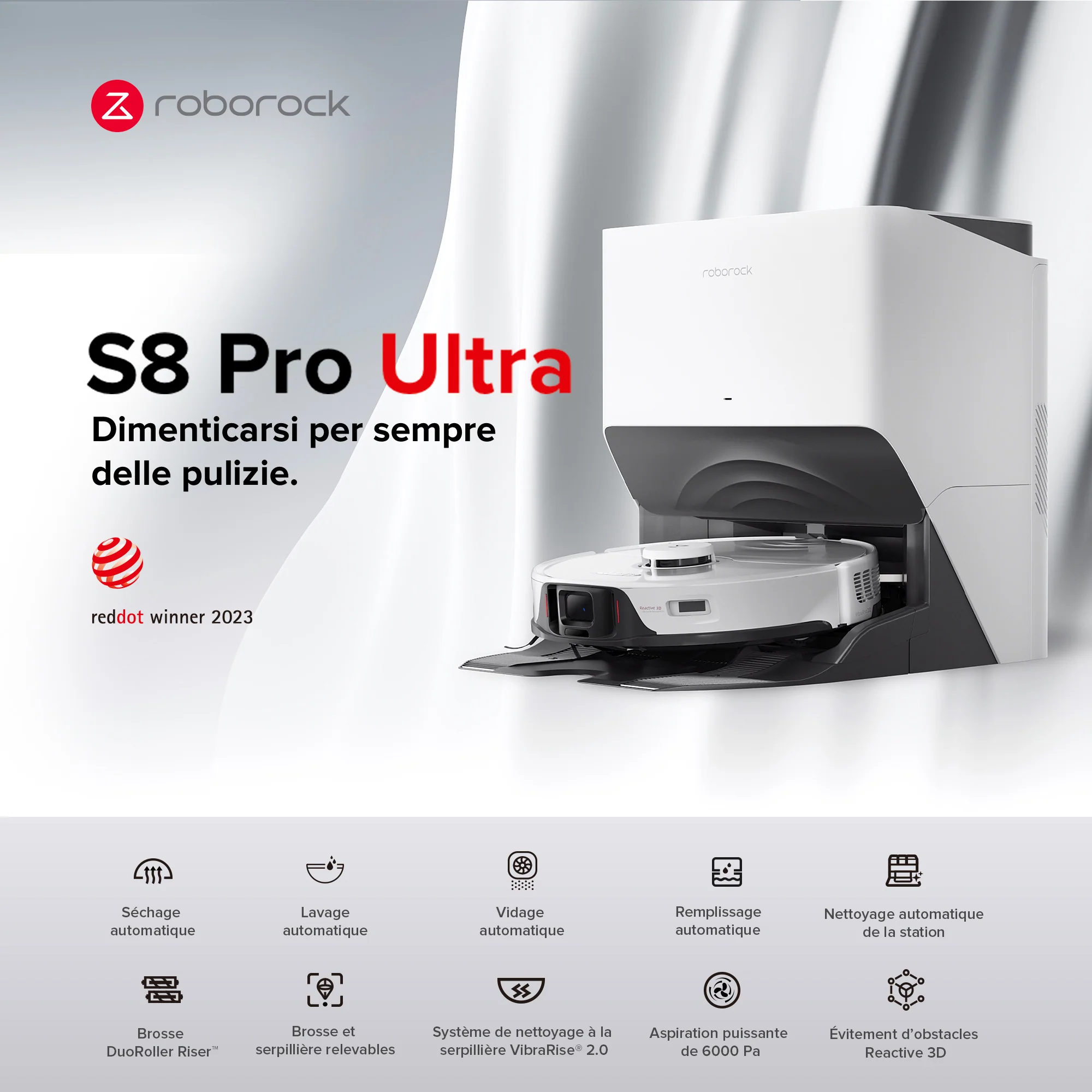 Aspirateur robot Roborock S8 Pro Ultra avec RockDock® Ultra