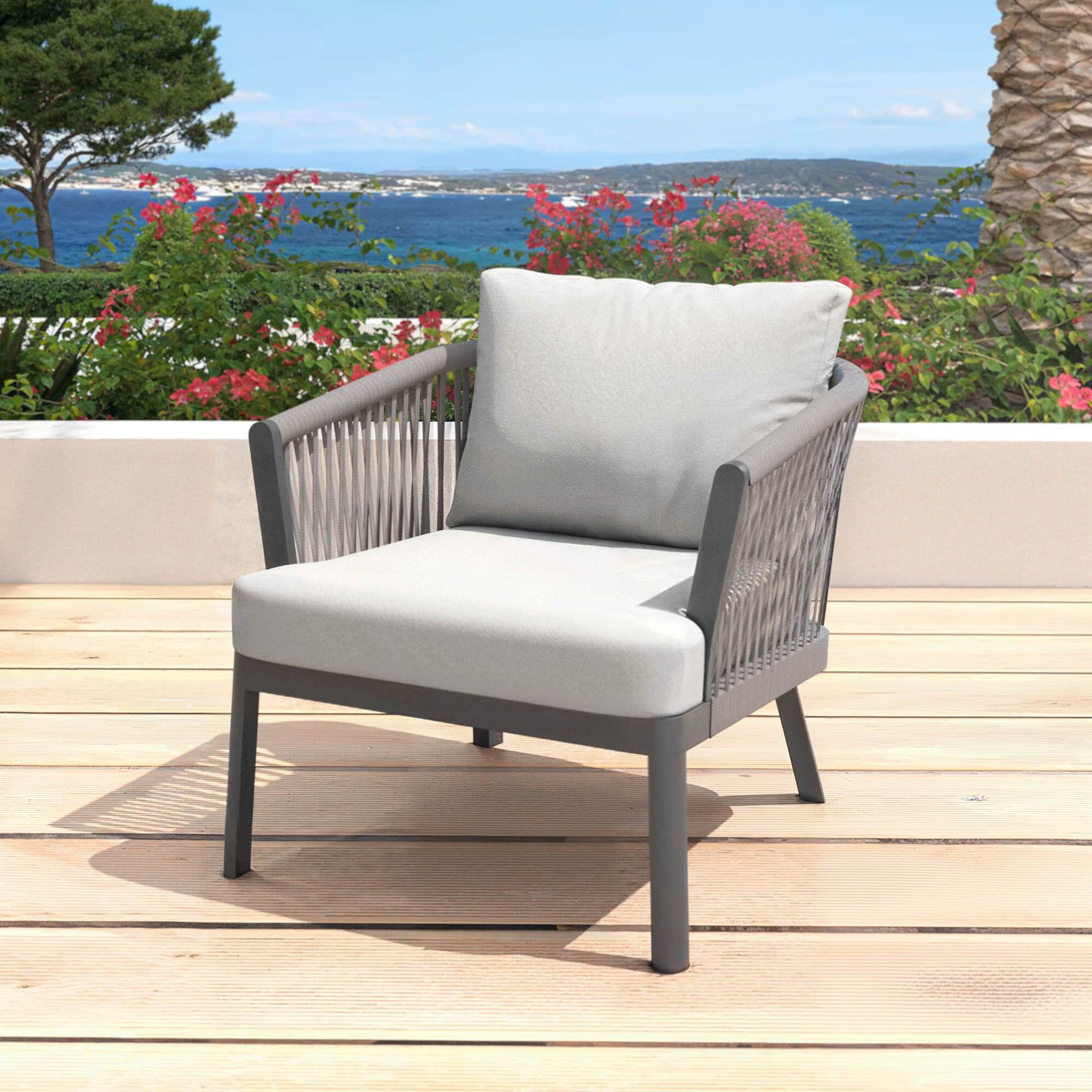 Salon de jardin en aluminium 4 places 4 pcs Amalfi Gris anthracite et gris clair - Action-sport36