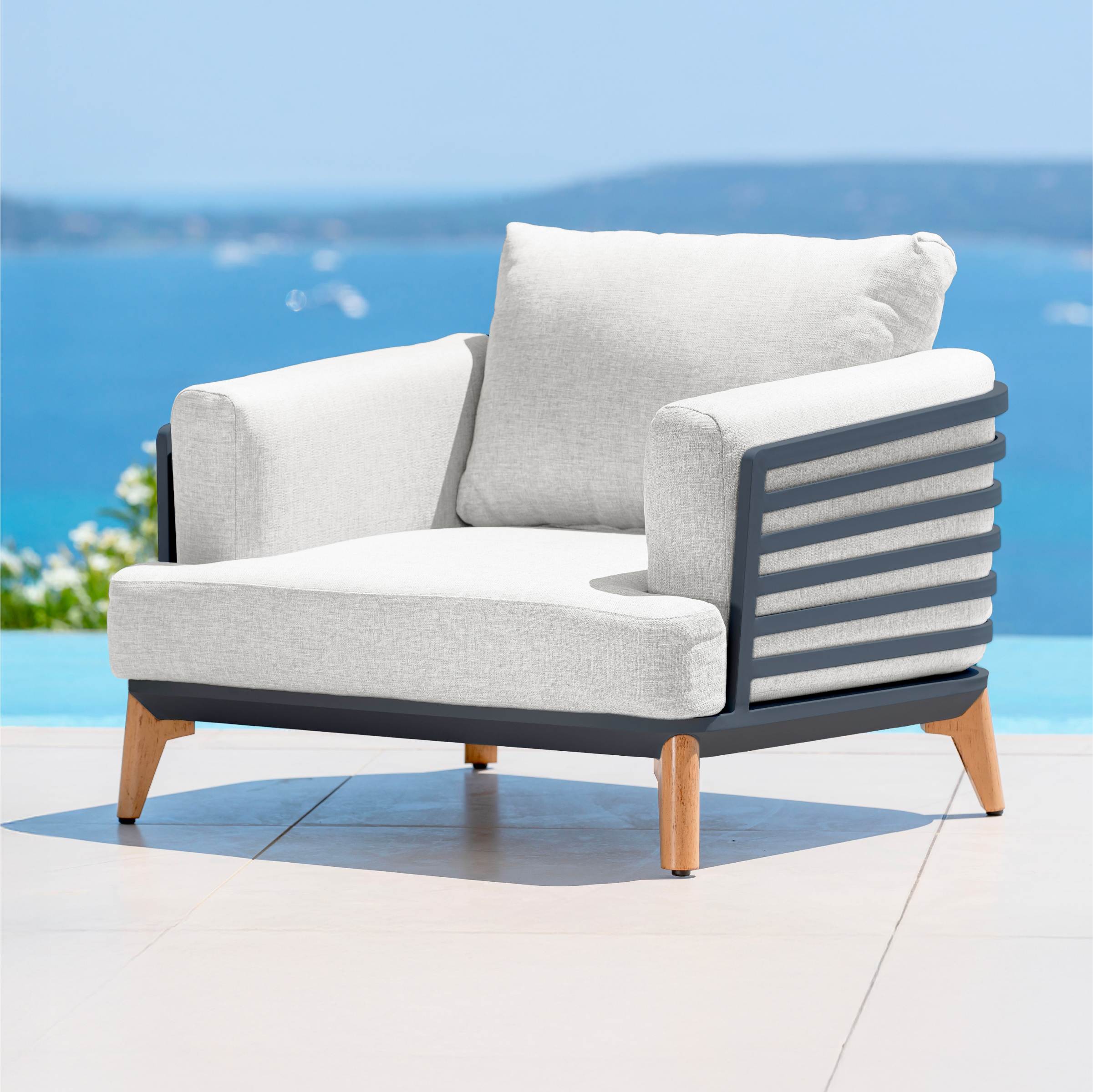 Salon de jardin aluminium 9 places 12 pcs Monte Carlo Gris anthracite et gris clair - Action-sport36