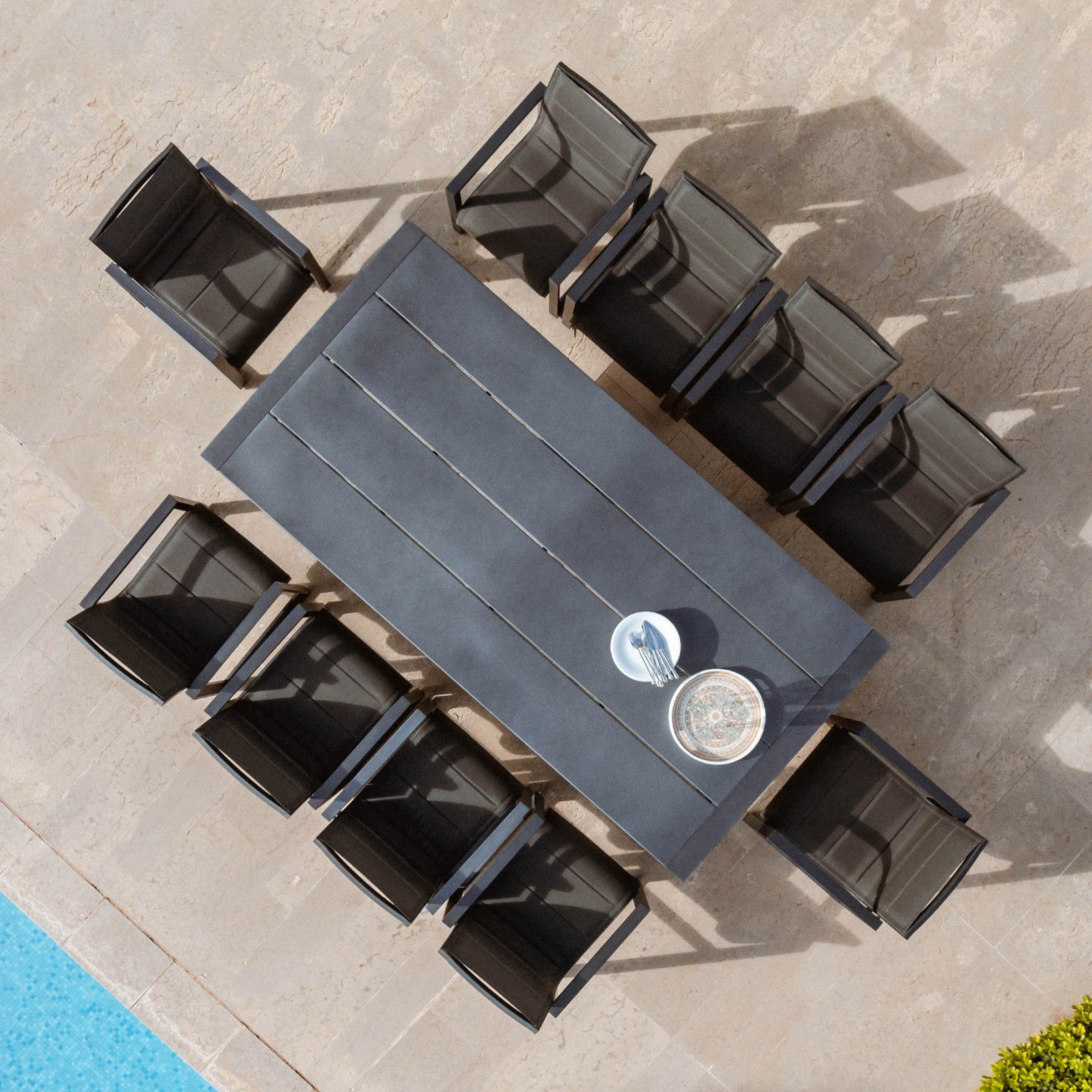 Table de jardin rectangulaire aluminium 10 places (240 x 118 cm) Elba Gris anthracite - Action-sport36