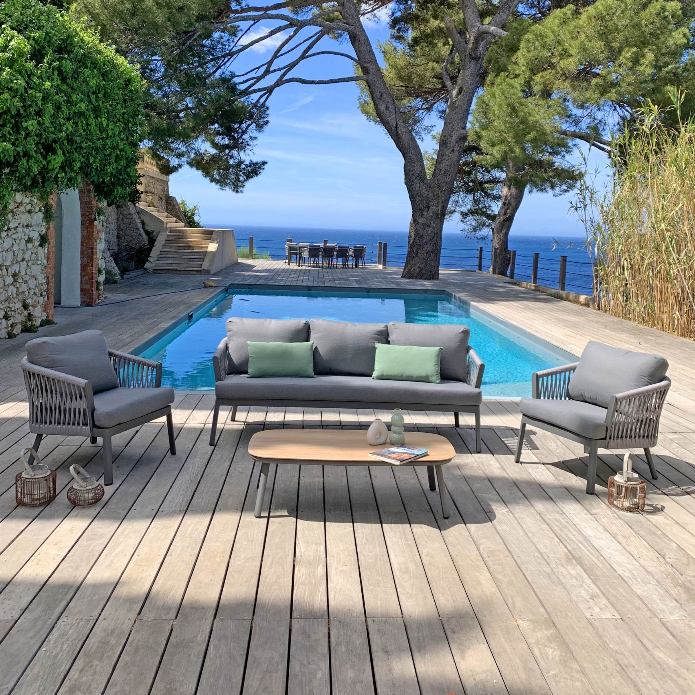 Salon de jardin en aluminium 5 places 4 pcs Amalfi Gris anthracite - Action-sport36