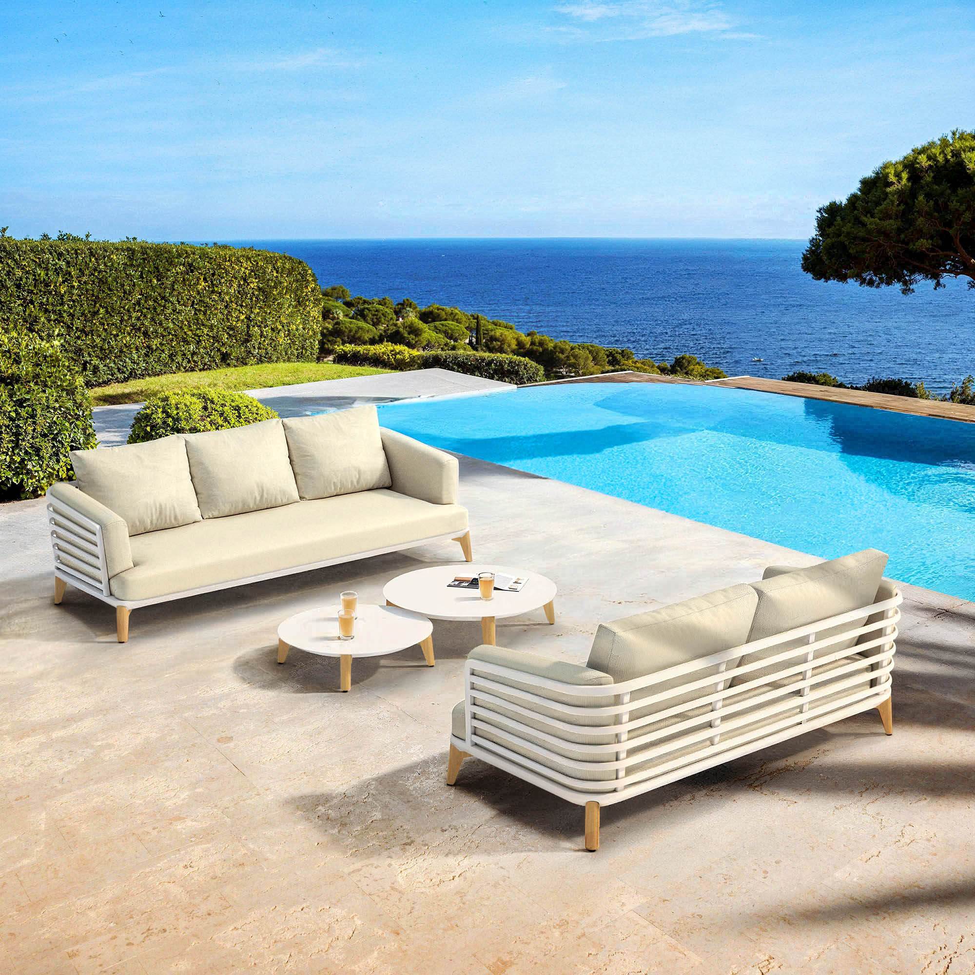 Salon de jardin aluminium 5 places 4 pcs Monte Carlo Blanc et beige - Action-sport36