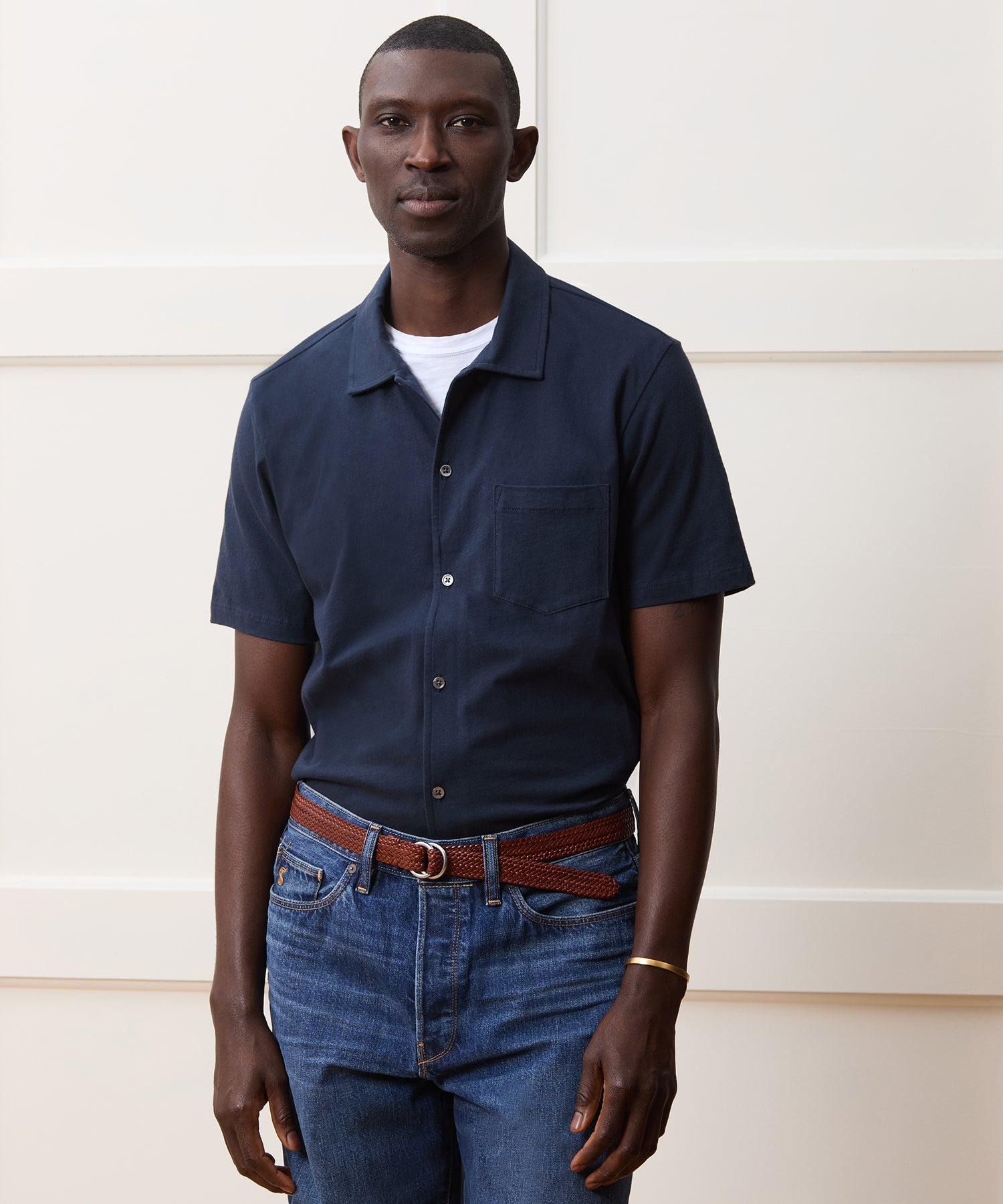 Made in L.A. Jersey Full-Placket Polo