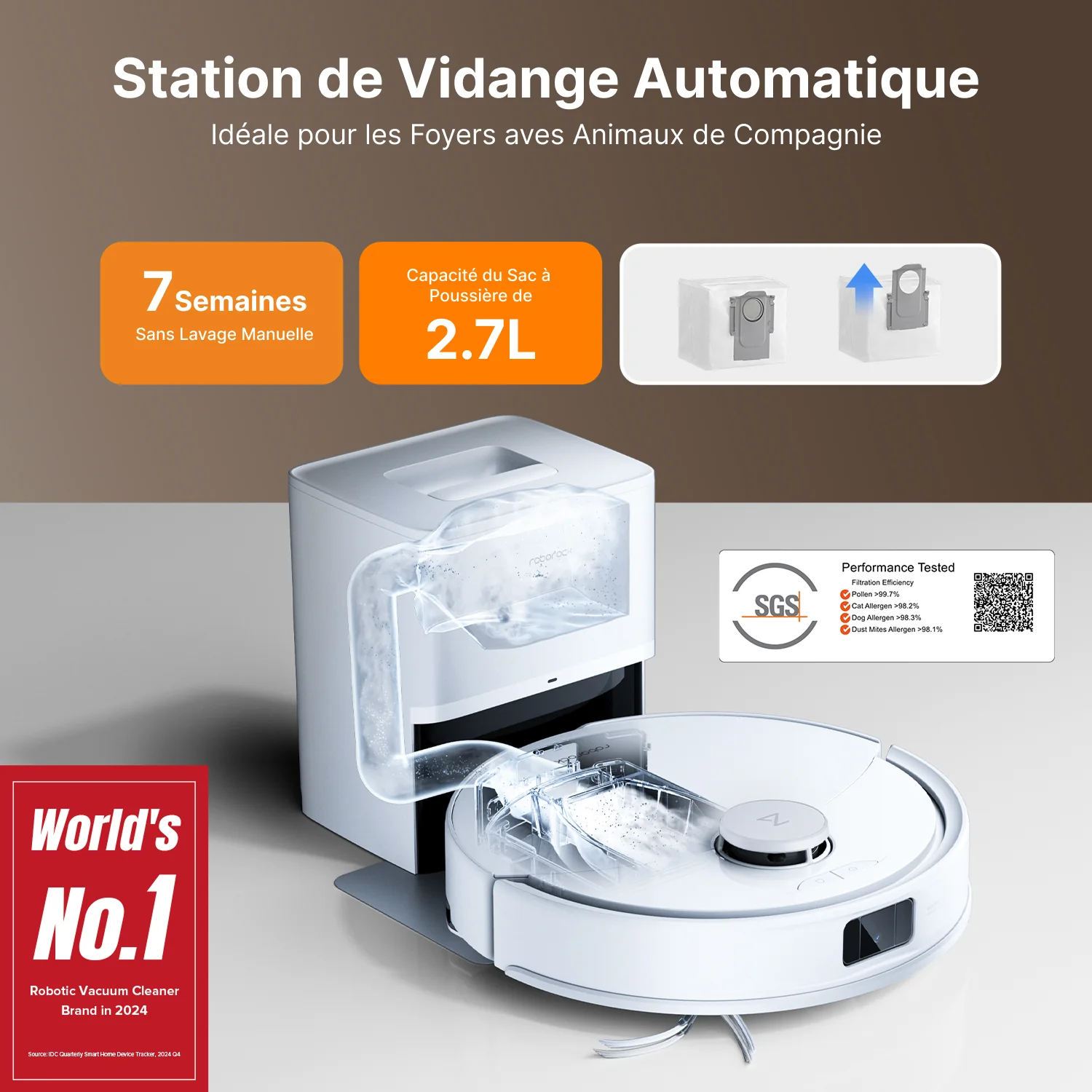 Roborock Q10 X5+ robot aspirateur avec station de vidage automatique