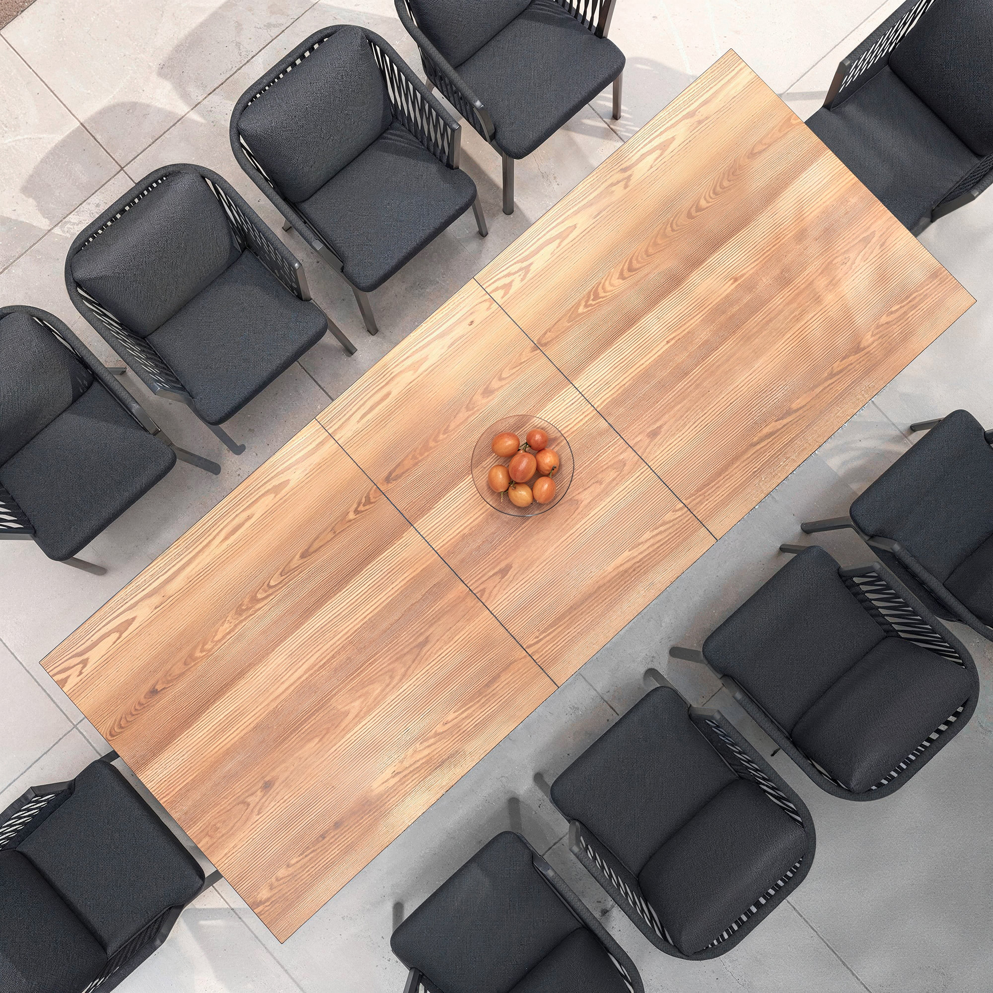 Table de jardin extensible en aluminium 10 places (260 x 96 cm) Amalfi Gris anthracite - Action-sport36