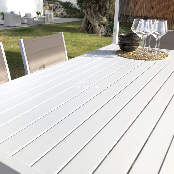 Table de jardin haute en aluminium 6 places (160 x H105 cm) Murano Blanc - Action-sport36