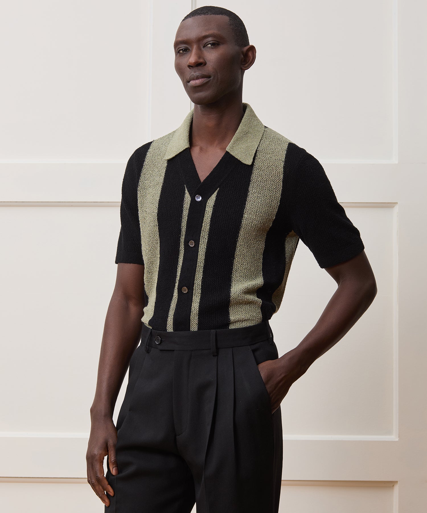 Cropped Boucle Sweater Polo