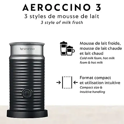 Mousseur lait Nespresso Areoccino 3 - Noir