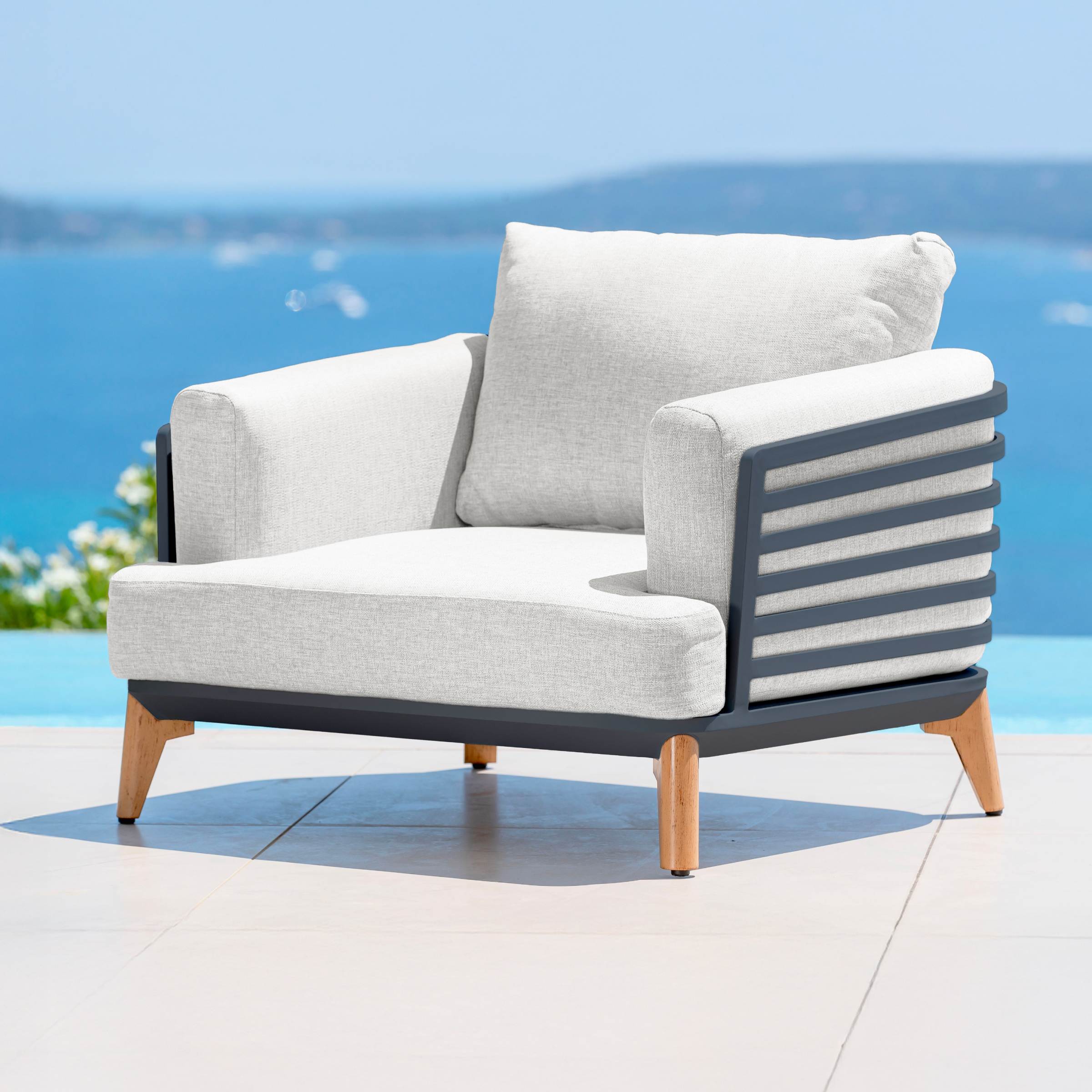 Salon de jardin aluminium 2 places 3 pcs Monte Carlo Gris anthracite et gris clair - Action-sport36