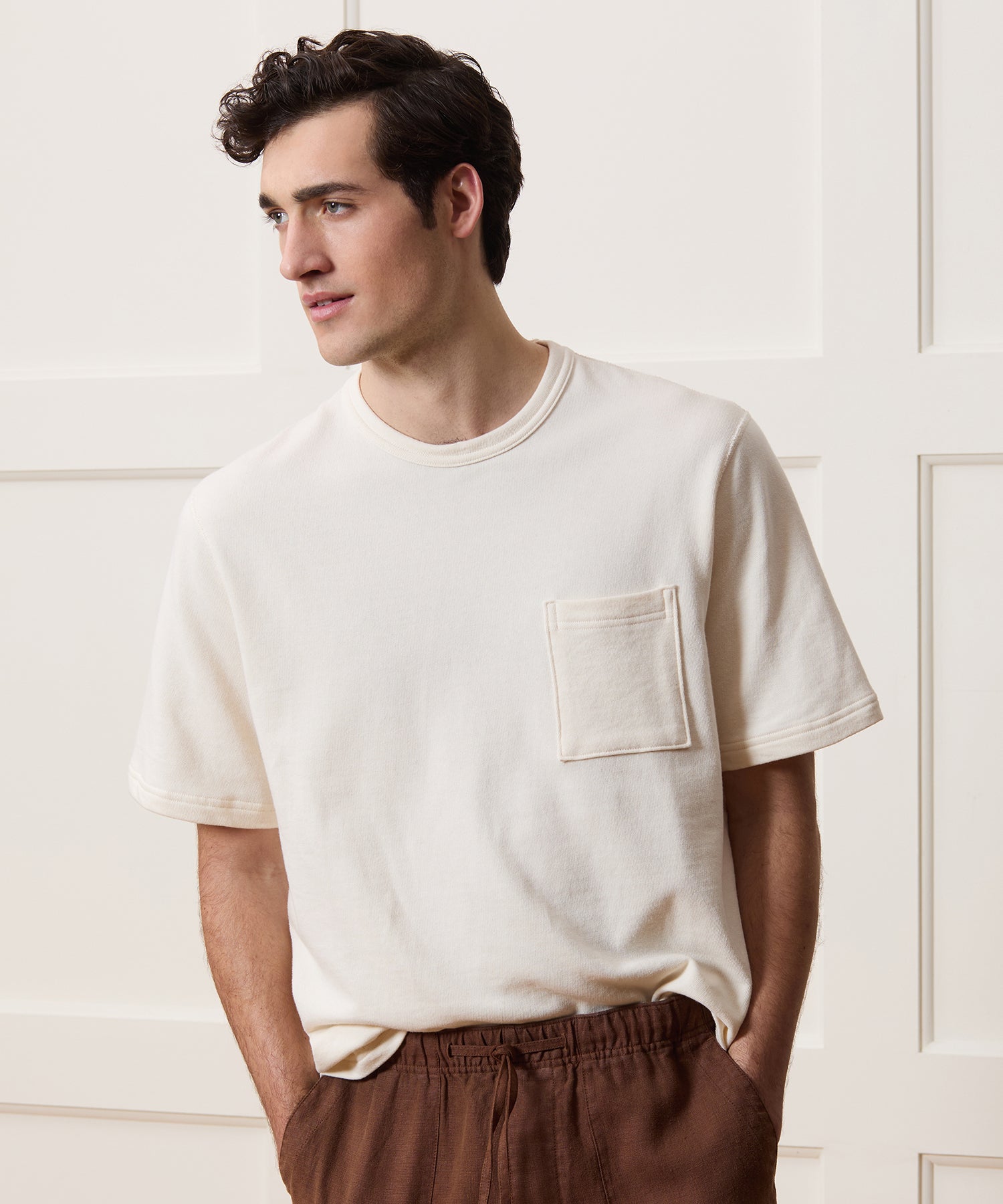 Lightweight Terry Cloth Short-Sleeve Sweatshirt