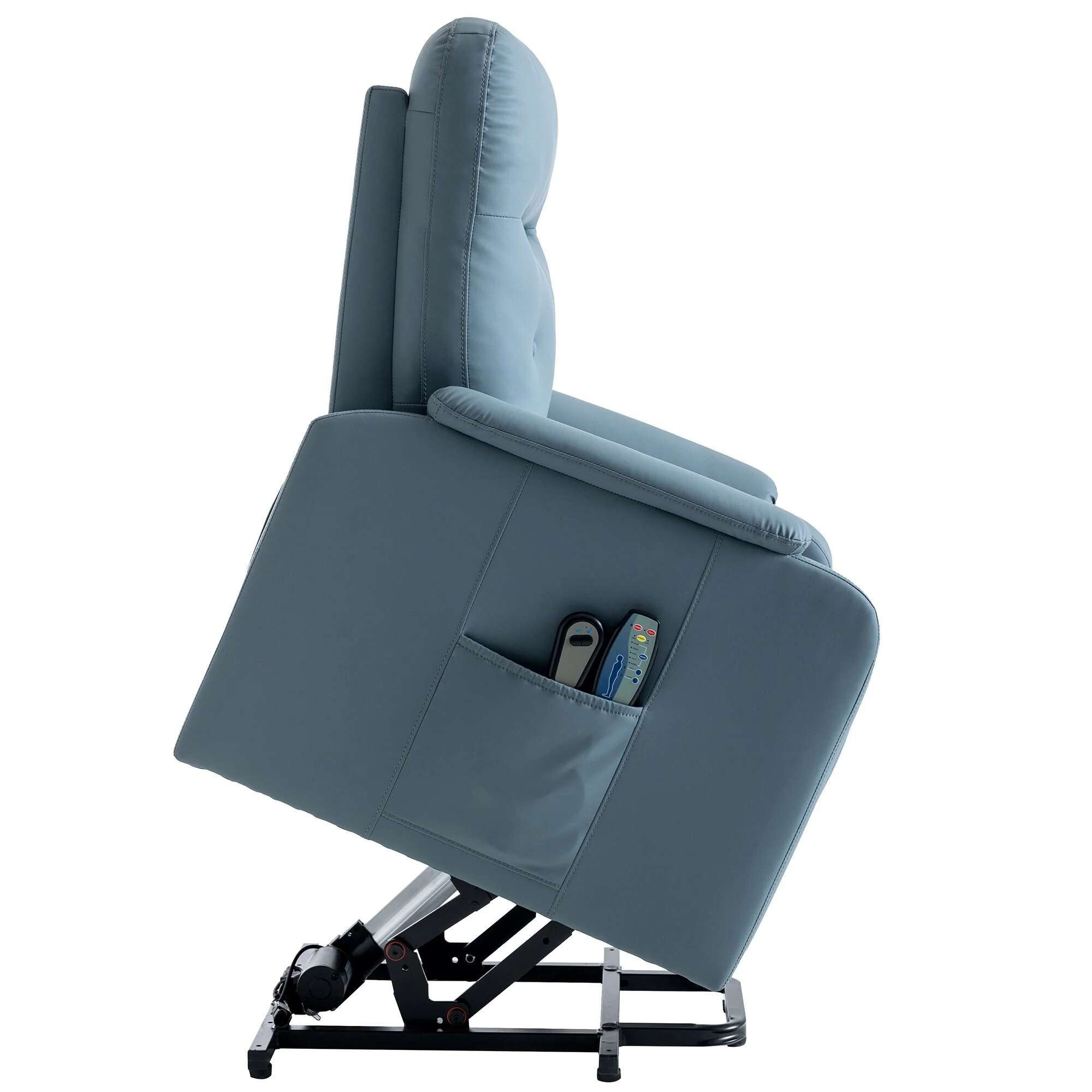 Blue Power Lift Recliner with Heat, Massage & Side Pocket