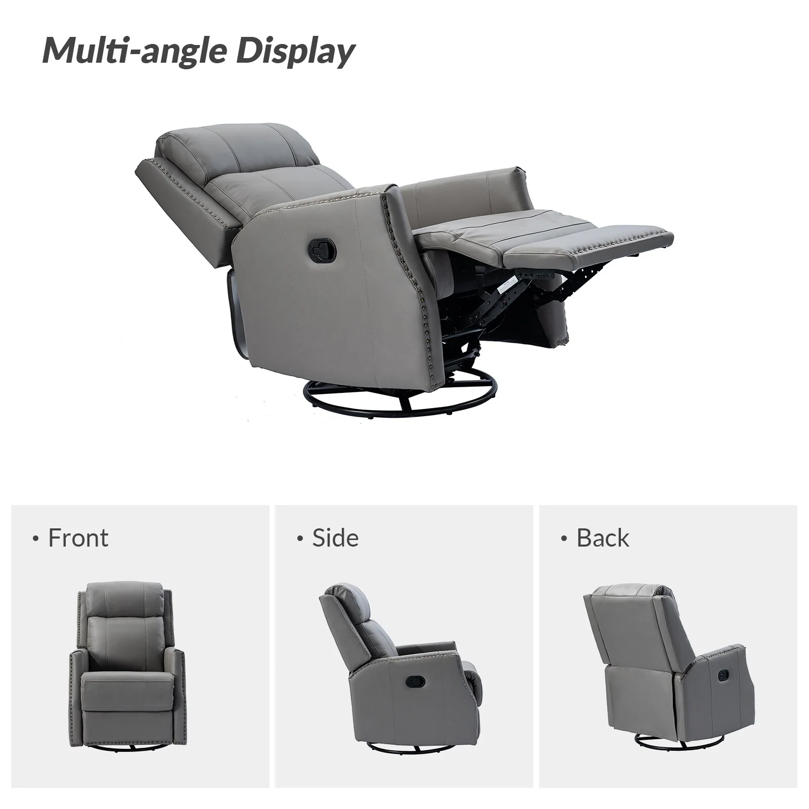 Demeter modern Genuine Leather Swivel Nursery Chair with Nailhead Trims Set of 2 by HULALA HOME