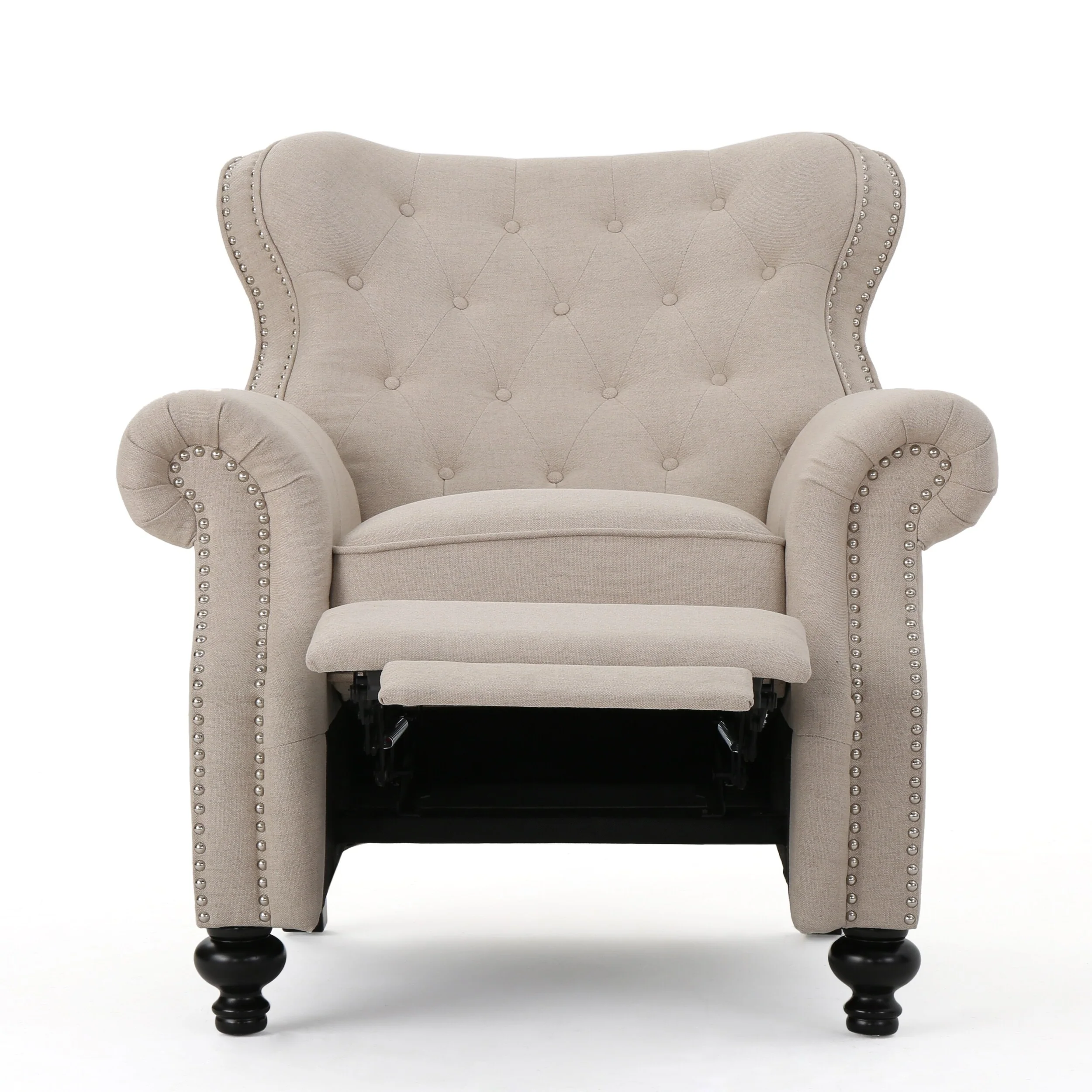 Diamond?Stitch Tufted Recliner Chair with Nailhead Trim