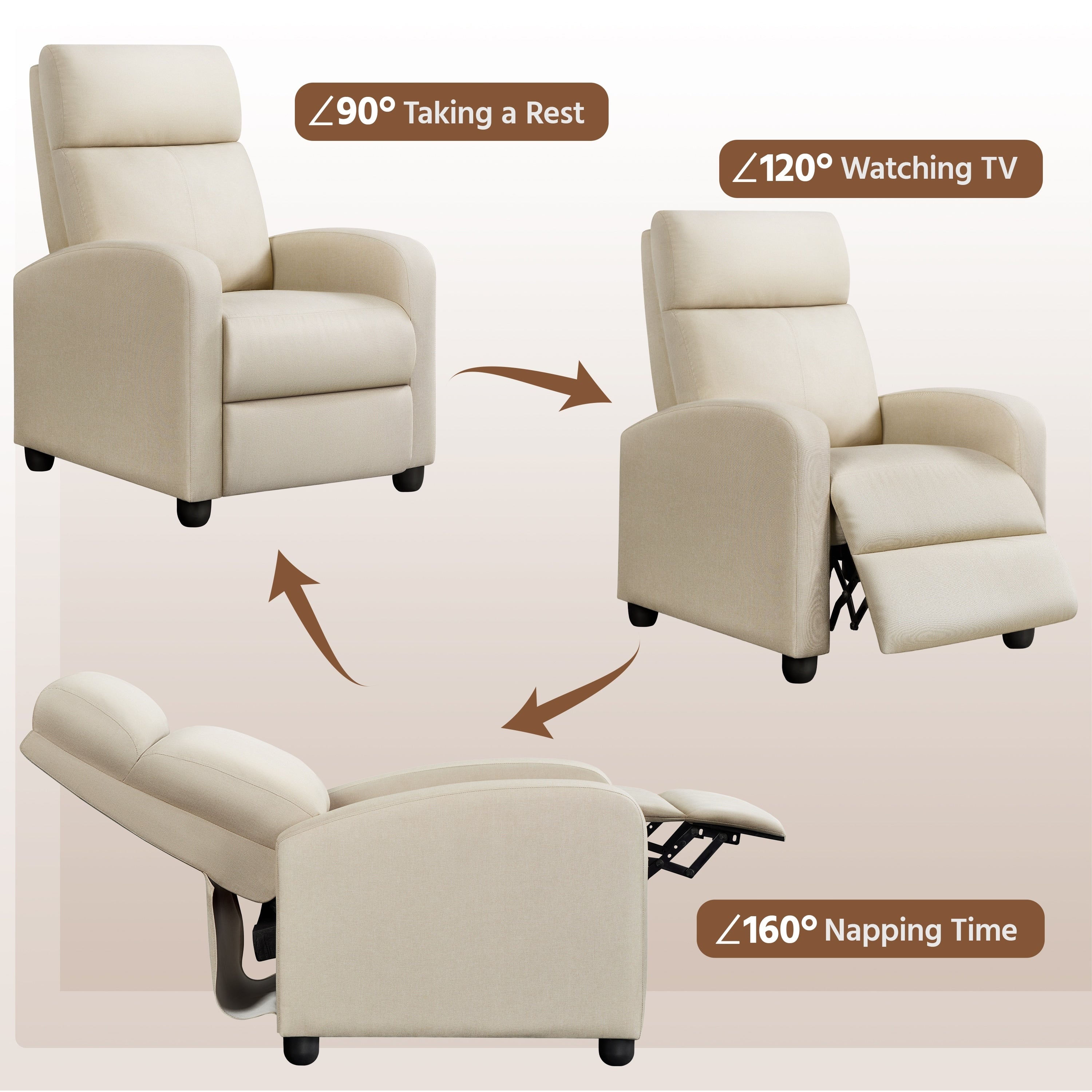 Yaheetech Modern Fabric Recliner Chair