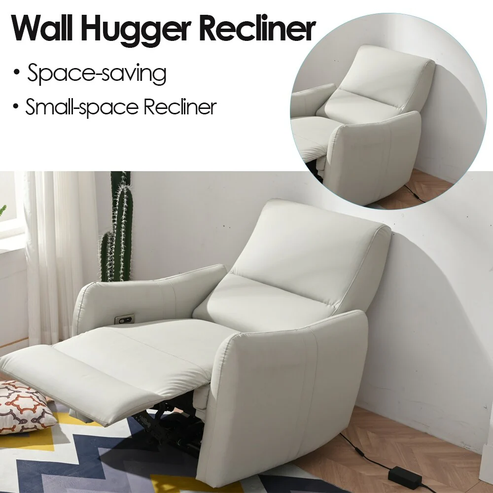 PU Leather Wall?Hugger Power Recliner Chair with USB?C & 330?lbs Capacity