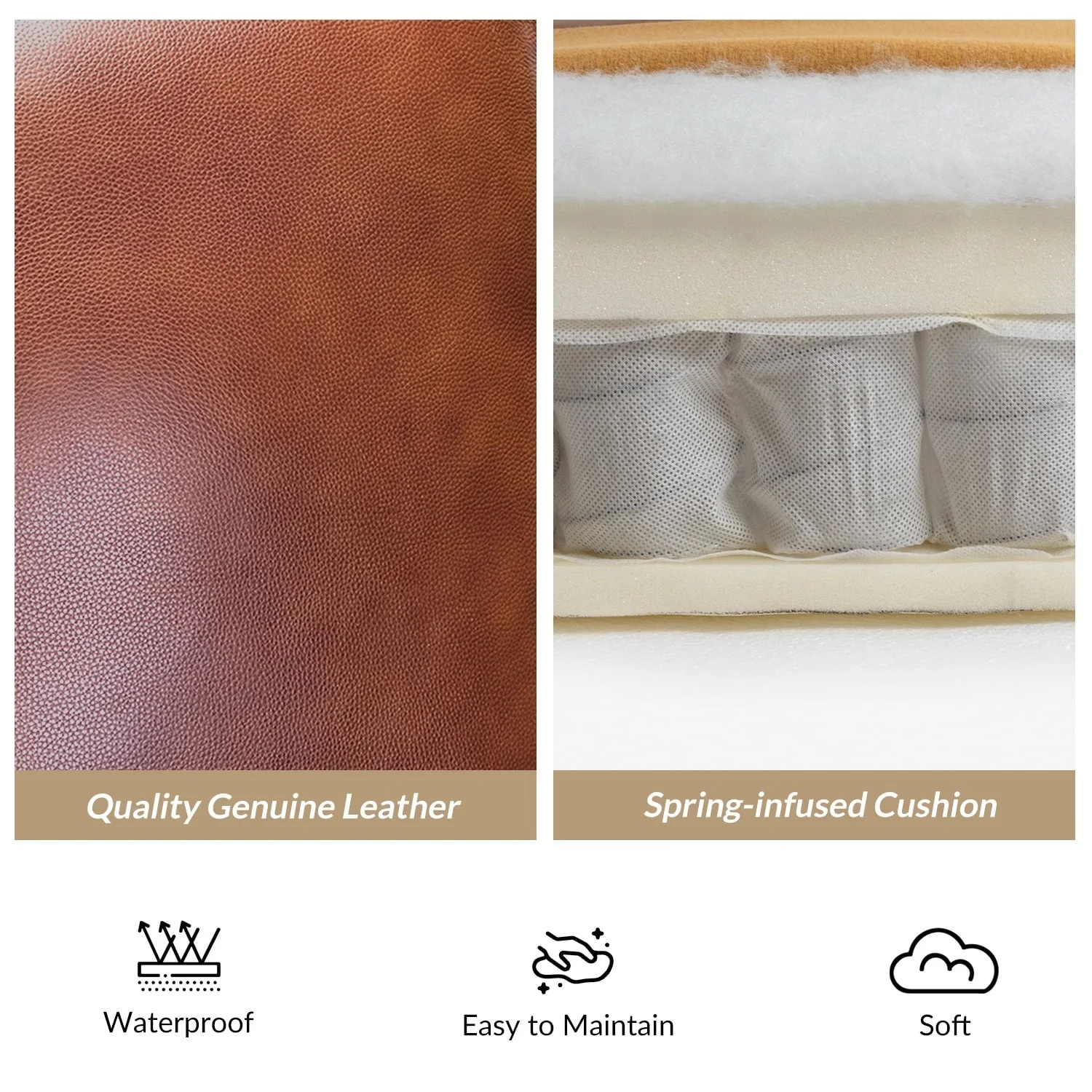 Cigar Mid-century Modern Genuine Leather Recliner with Nailhead Trim by HULALA HOME