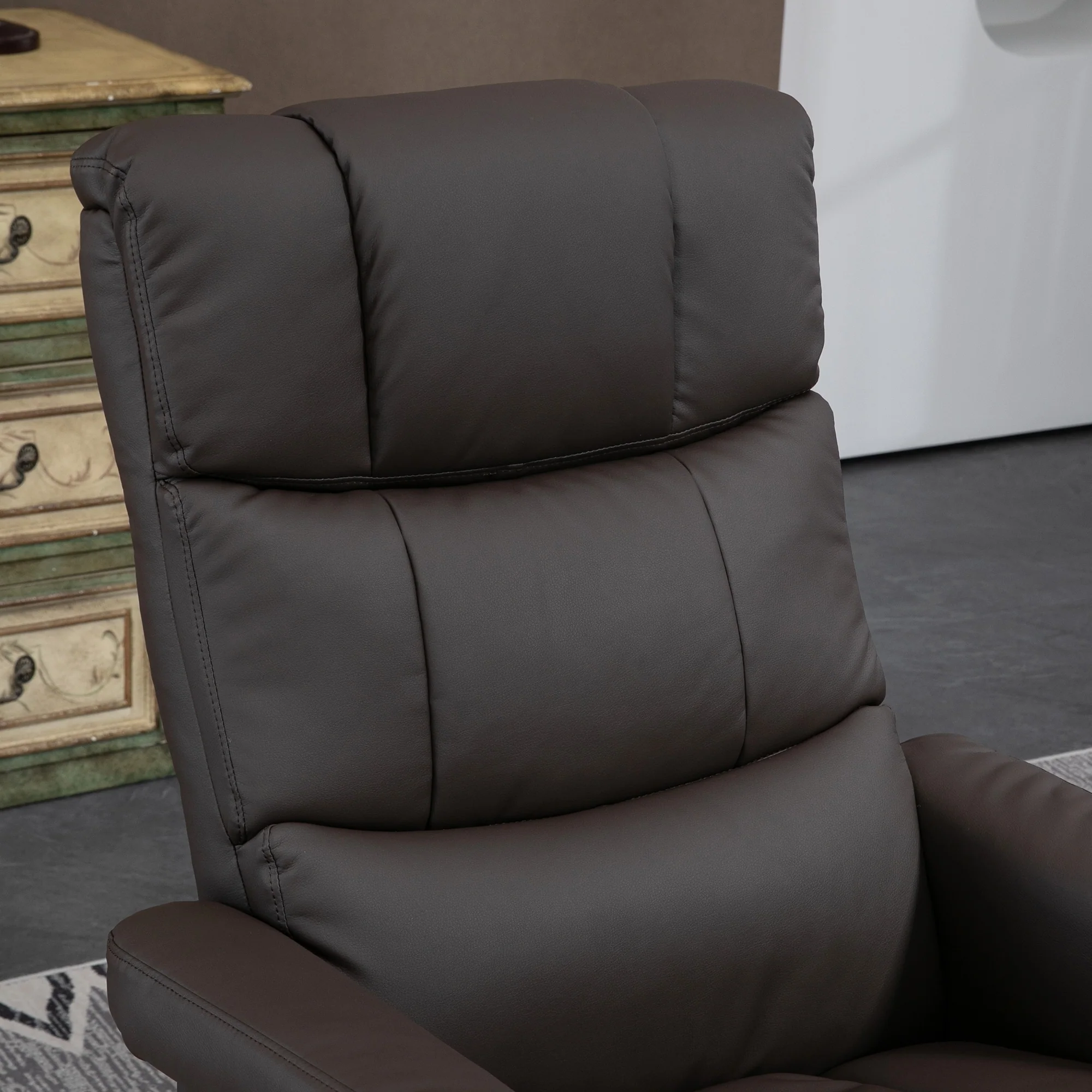 HOMCOM Recliner Chair with Ottoman, Electric Faux Leather Recliner