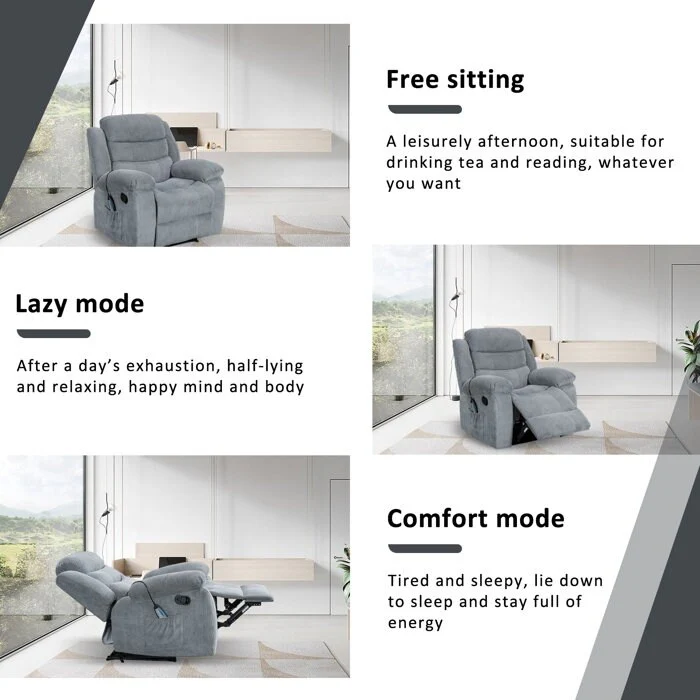 Soft Recliner Chair with Massage and Heat Function