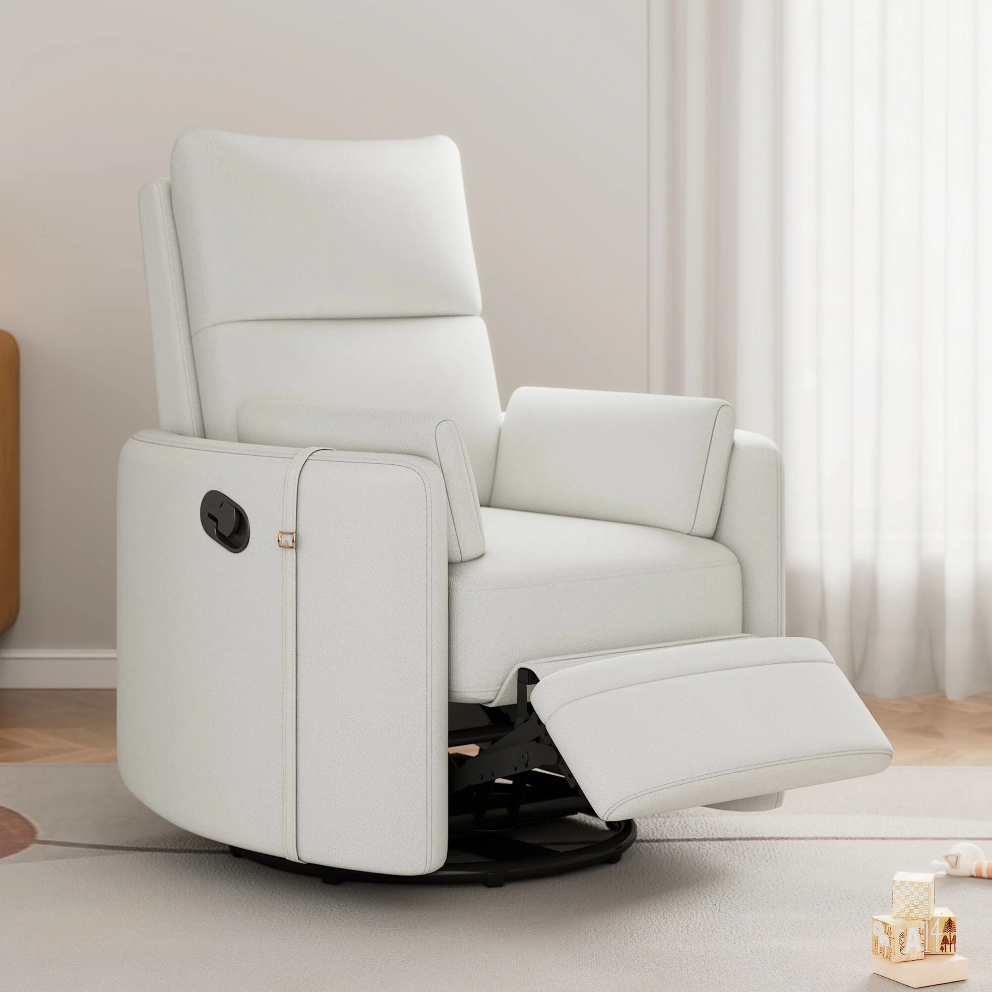 360�� Swivel Manual Recliner with Rocking & Adjustable Back