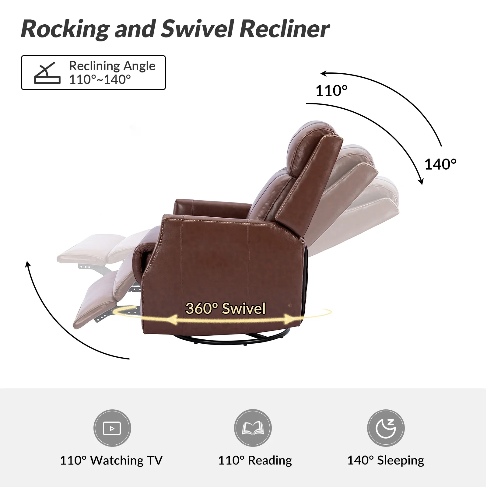 Demeter modern Genuine Leather Swivel Nursery Chair with Nailhead Trims Set of 2 by HULALA HOME