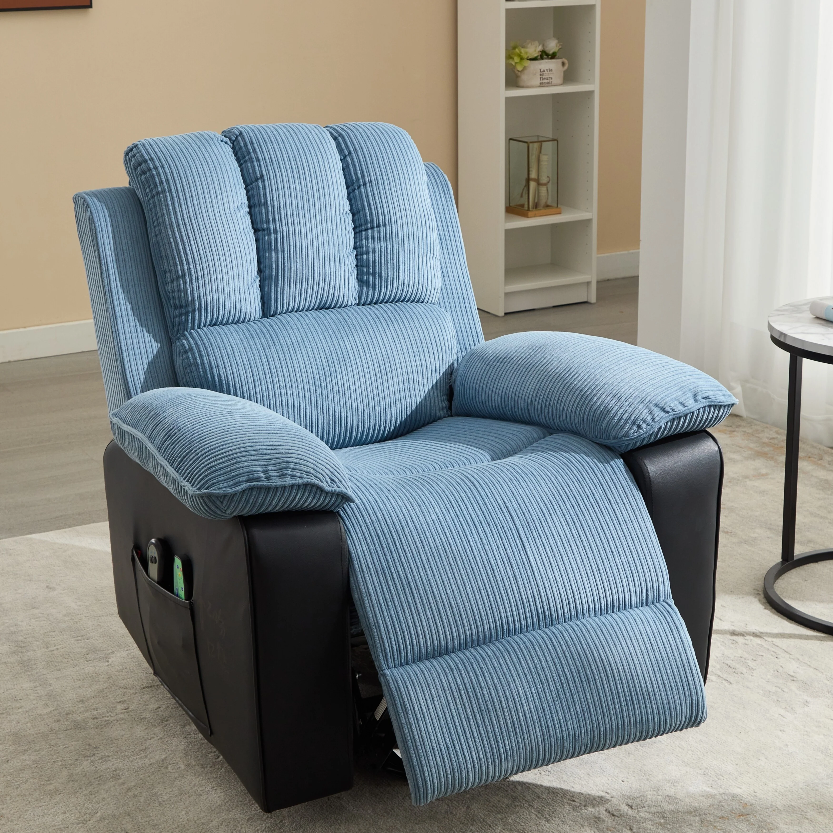 Blue Recliner with Heat, Massage & Modern Design