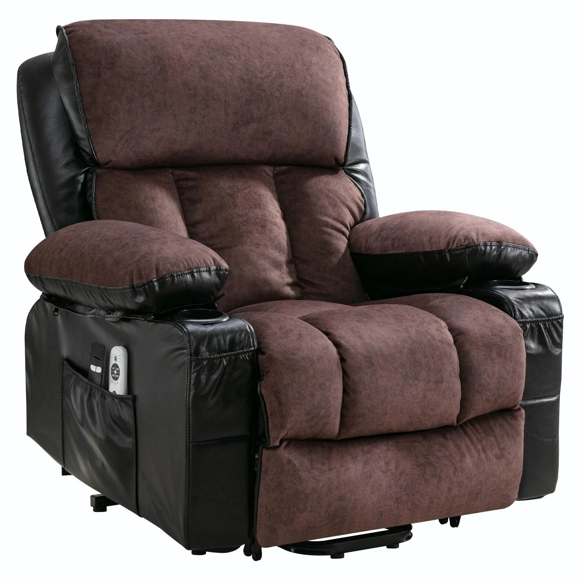 Power Electric Massage Lift Lounge Chair with Heating and Vibration Functions, Fleece Leather with USB