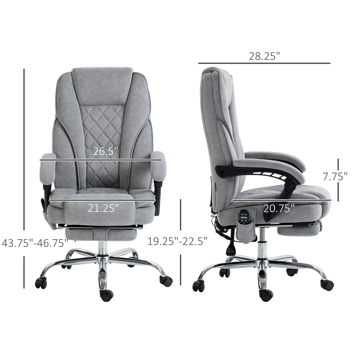 Massage Office Chair with 6 Vibration Points, Heated Reclining Computer Chair,Swivel Chair with Adjustable Height and Footrest