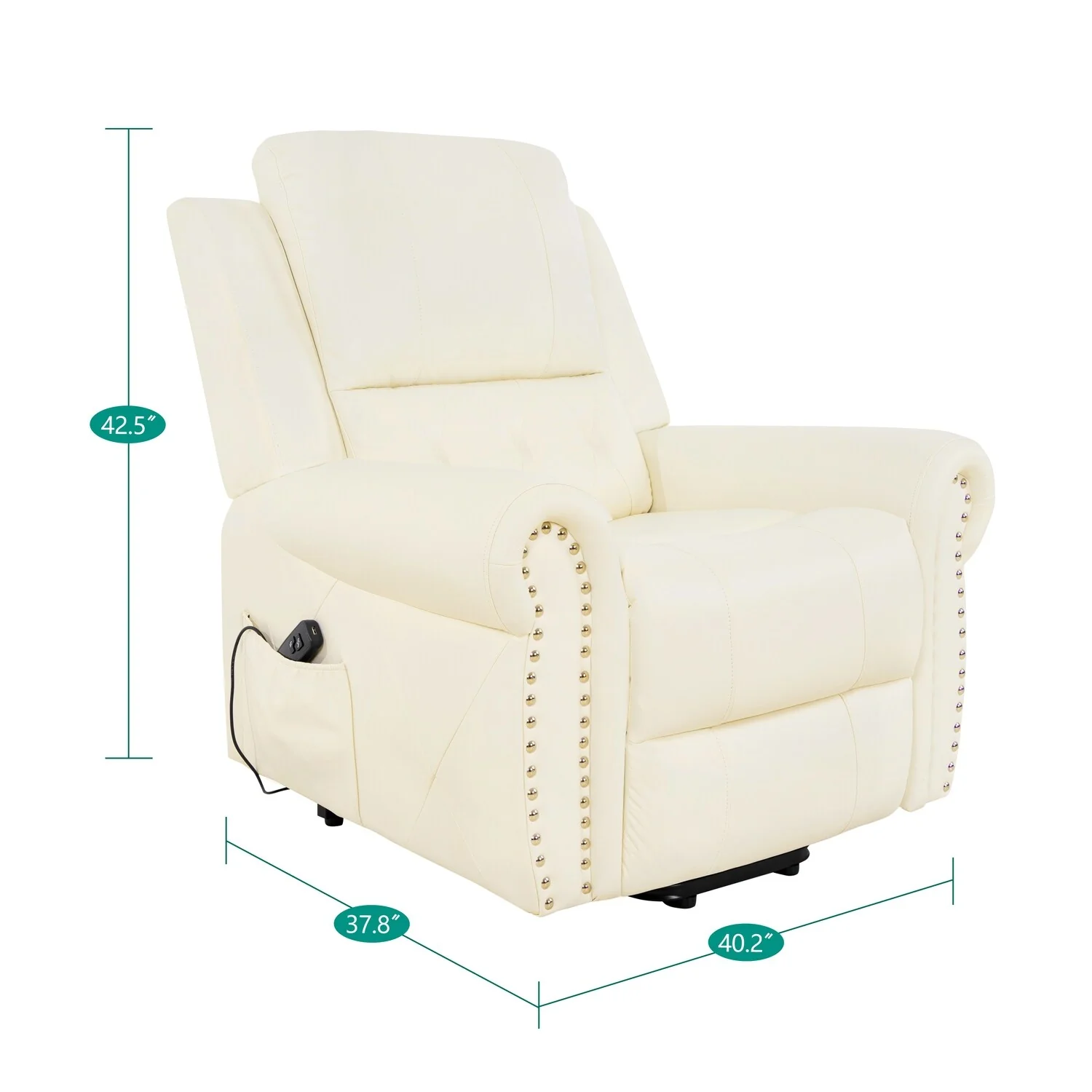 Air Leather Premium Studded Power Lift Recliner Chair with Footrest Reclining Chair with Remote Control