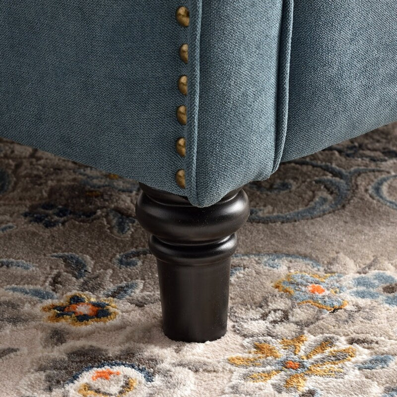 Push Back Recliner with Tufted Back and Wooden Legs